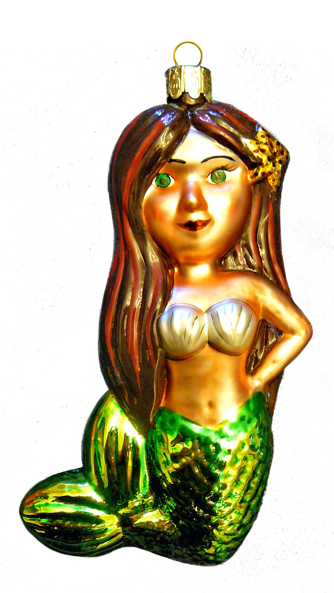 CasaQ by Darlene 'Sirena Sofia' Mermaid 5.5" Hand-Painted Fine Glass Christmas Ornament
