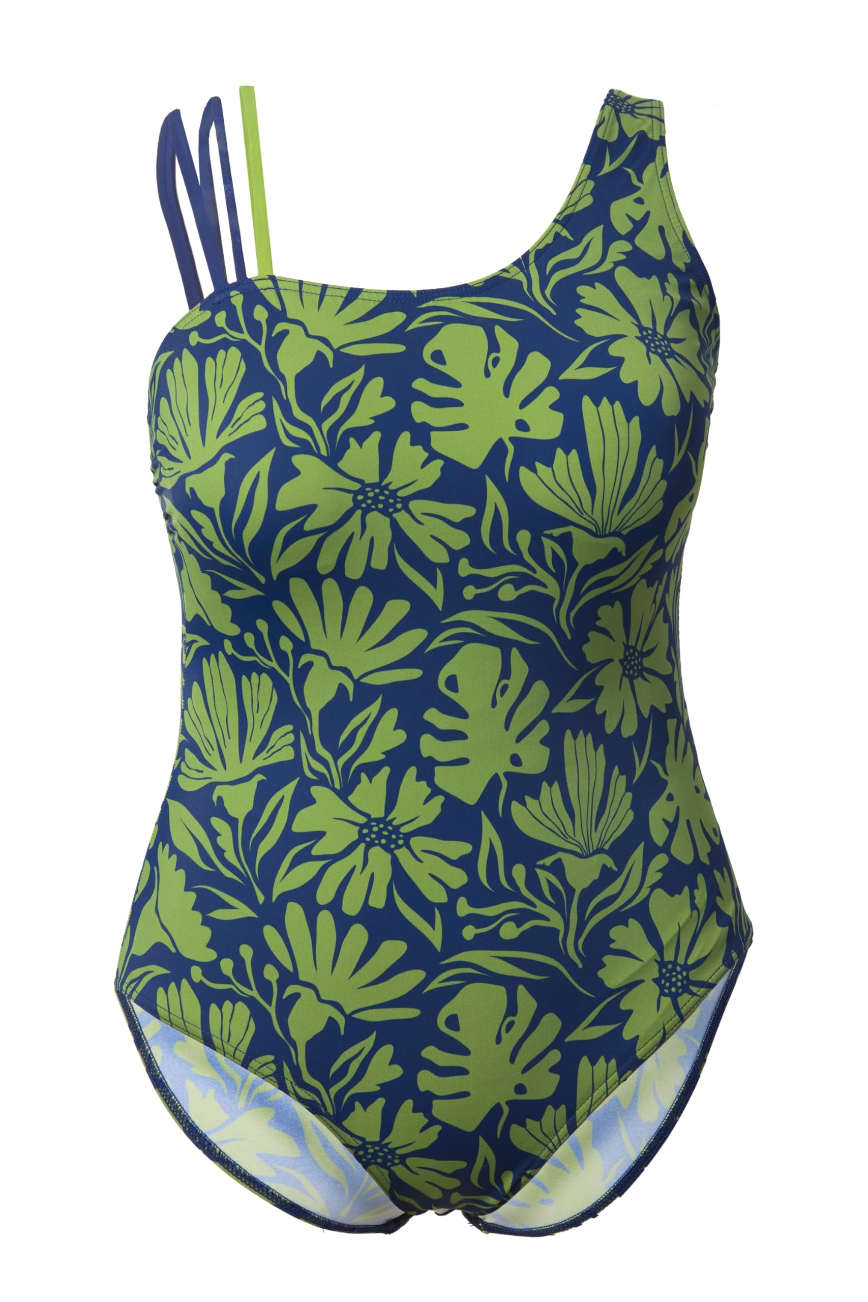 Ulla Popken Damen große Größen Übergrößen Plus Size Badeanzug, Blüten, Softcups, Rundhals, recycelt 846604