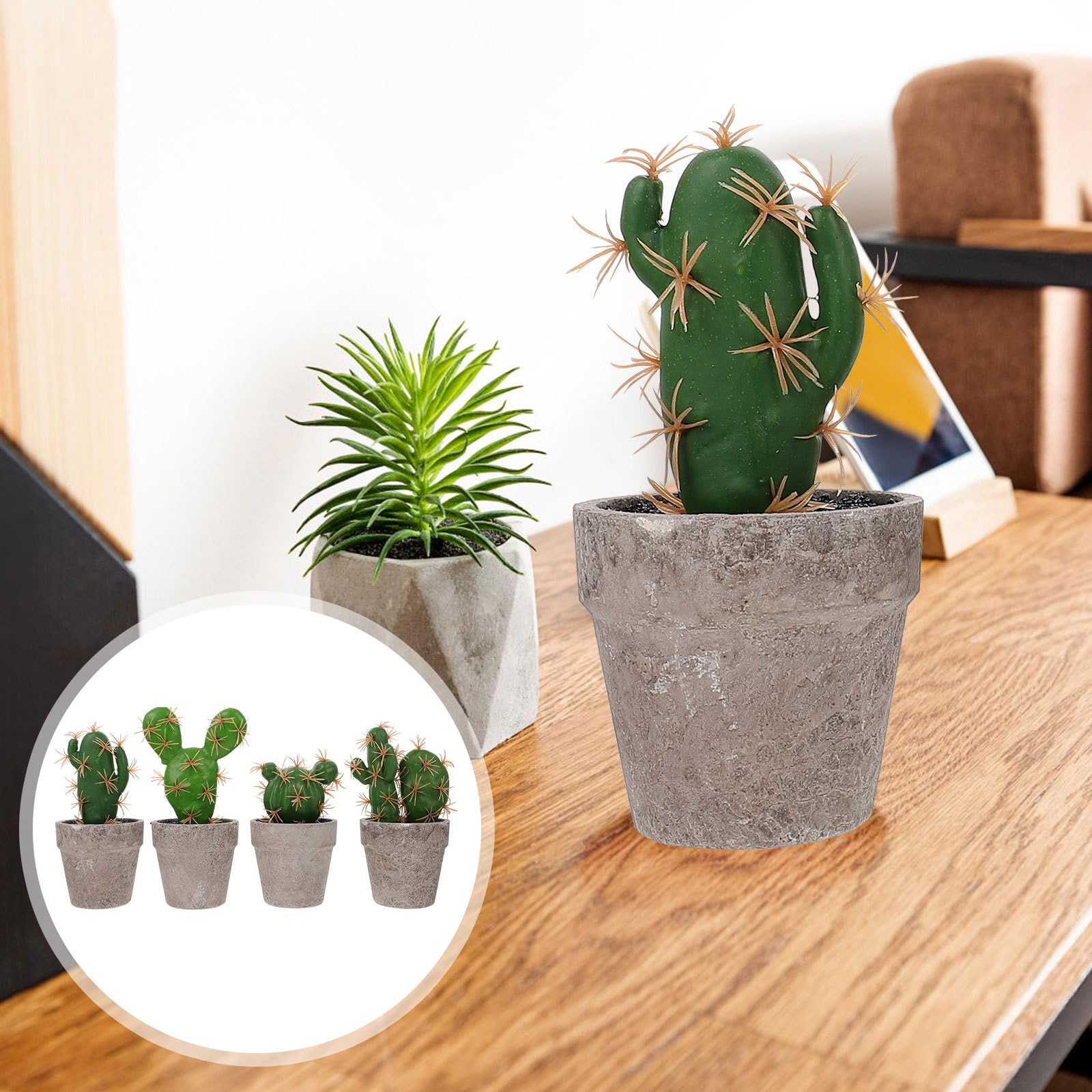 ABOOFAN Set 4pezzi Piante Grasse Finte Realistiche in Polpa e Plastica, Decorazione da Scrivania per Casa e Camera, Facile Cura Aspetto Fresco e Naturale