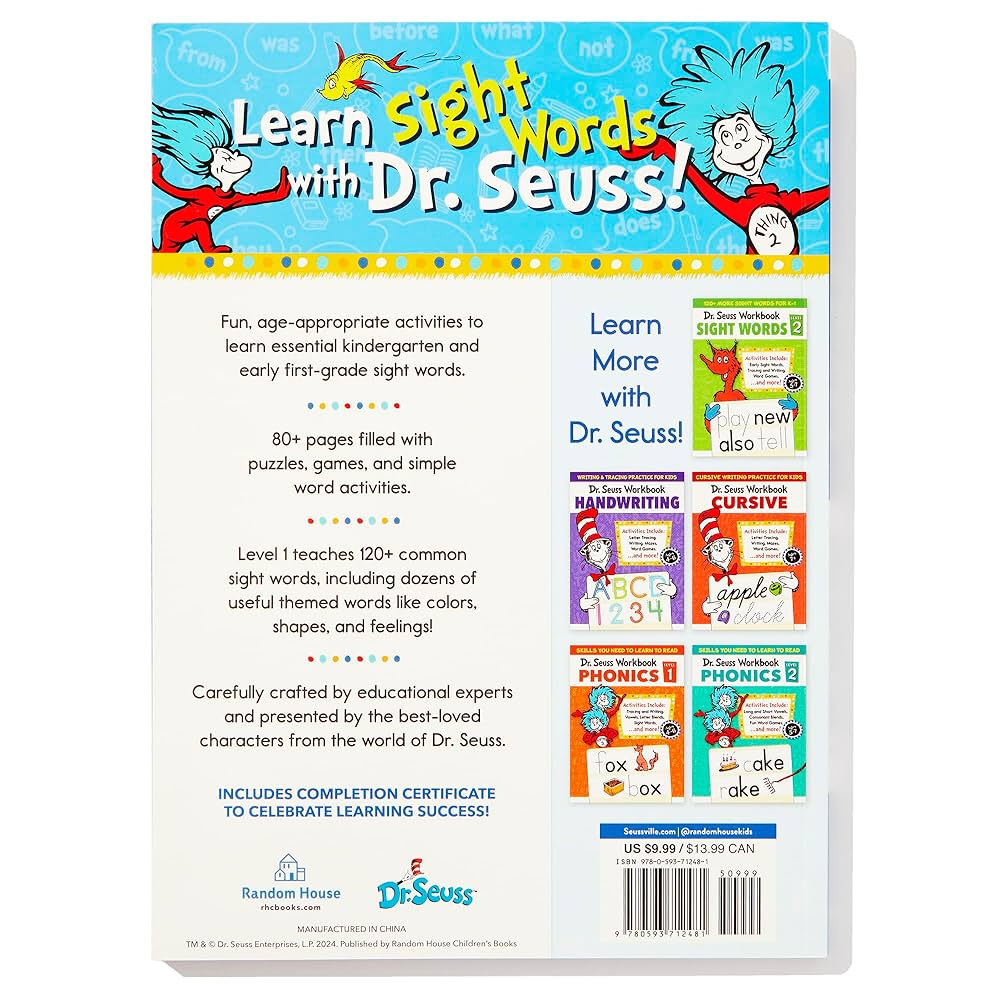 Sight Words, Level A, Grades K - 1: 55 Words You Need to Know to Be a Successful Reader [洋書] Dr. Seuss Sight Words Level 1 Workbook: A Sight Words