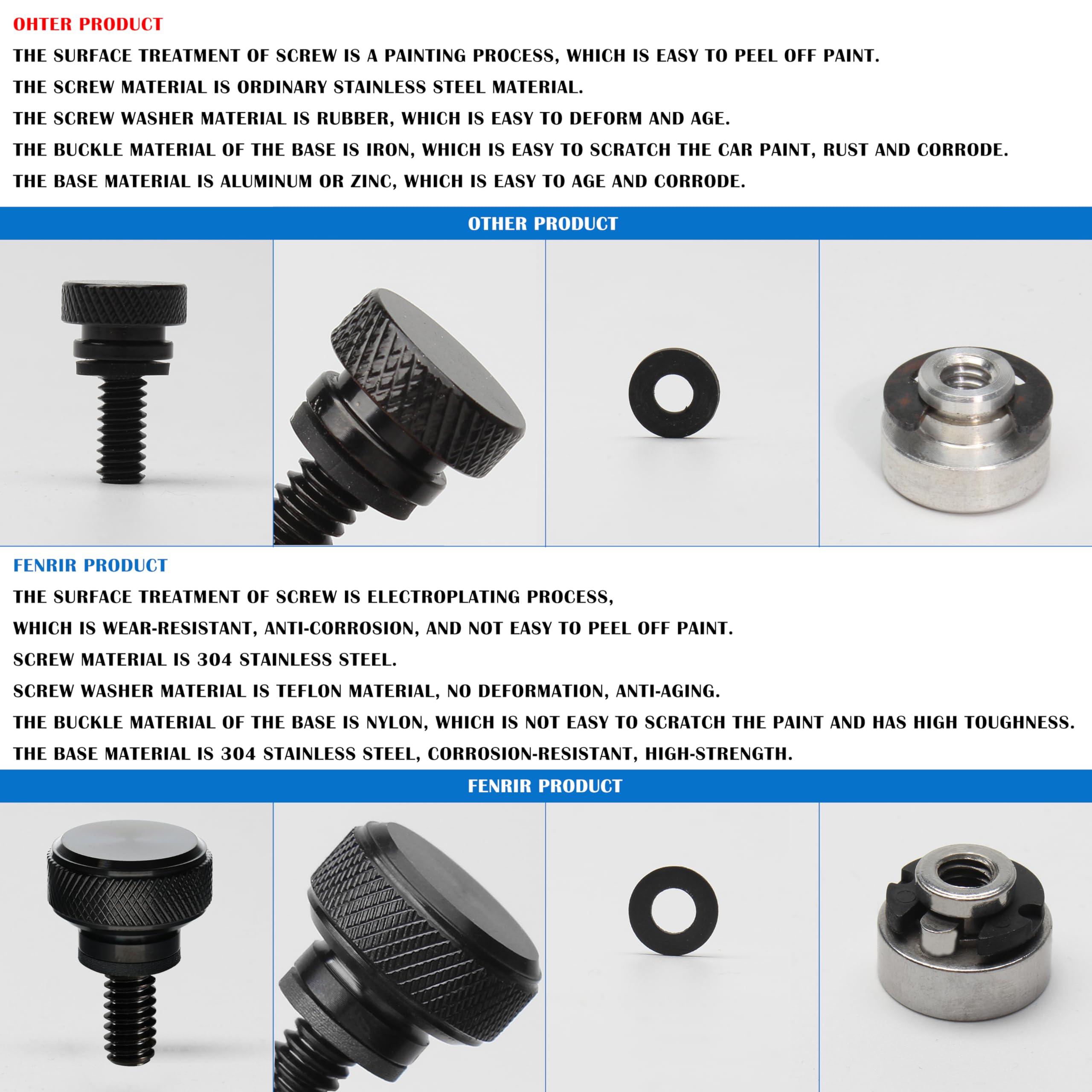 Fenrir Bullone per sella a sgancio rapido per motocicletta Vite Acciaio inossidabile 304 per Harley 1997-heute Sportster Dyna Softail Touring (Viti di dimensioni standard nere)