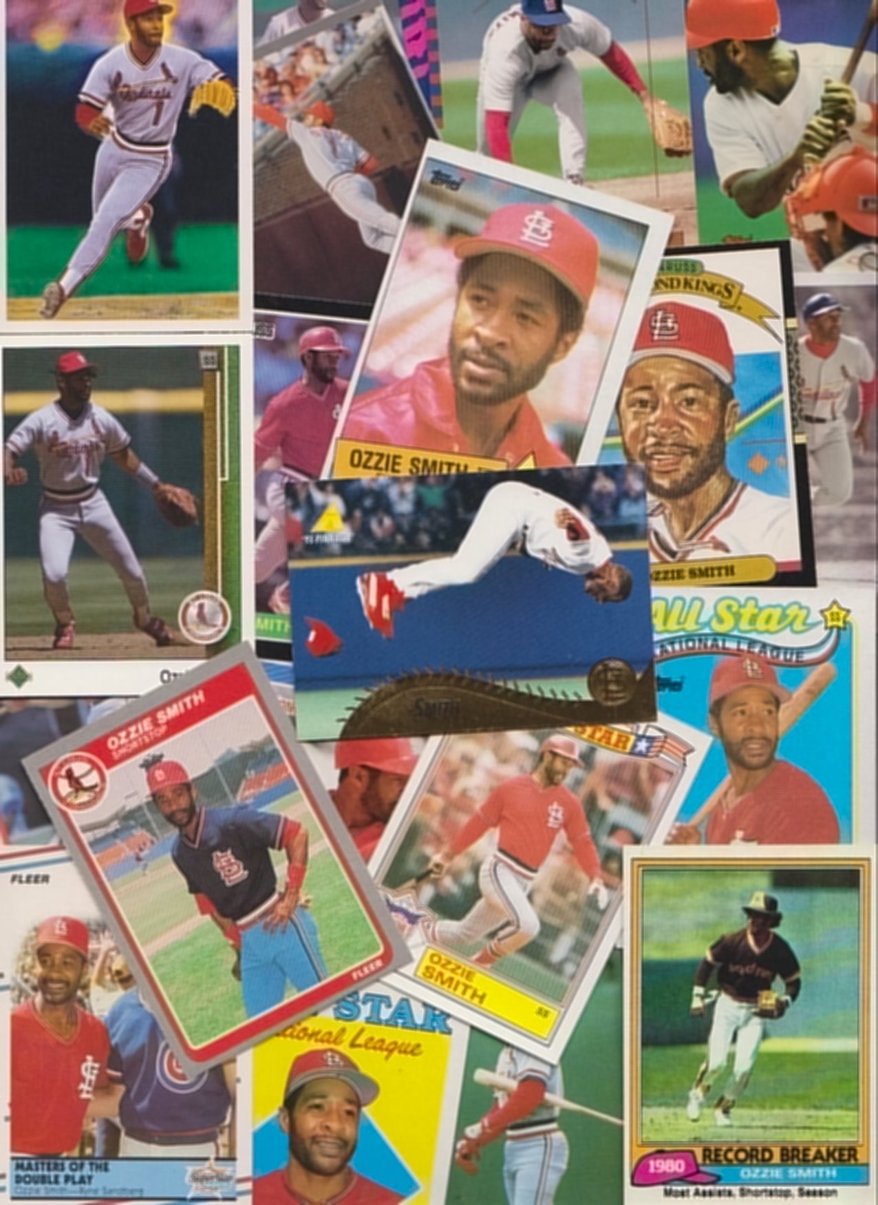 Ozzie Smith / 50 Different Baseball Cards featuring Ozzie Smith