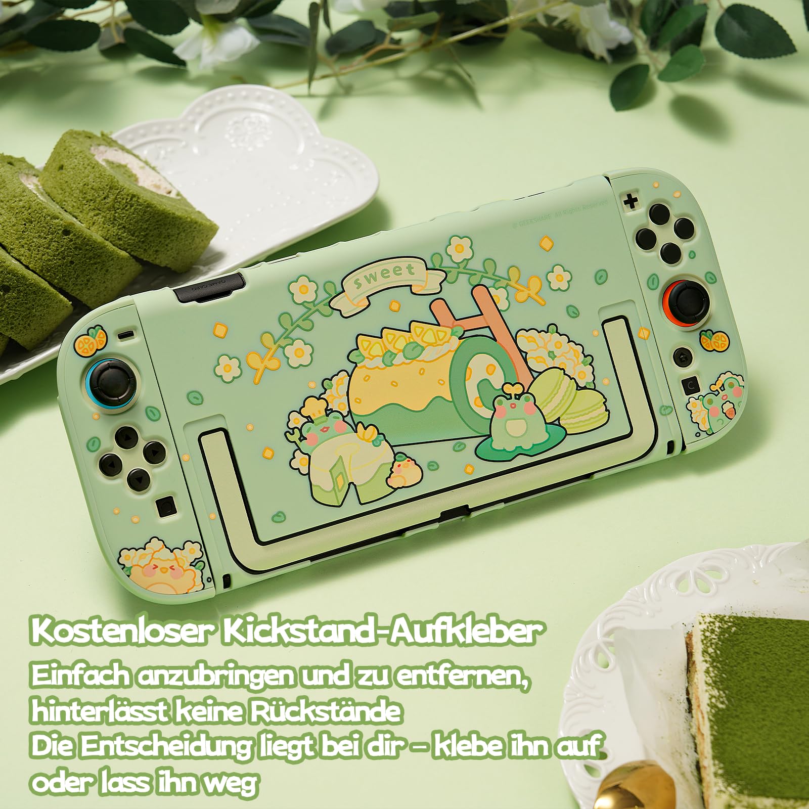 GeekShare Schutzhülle kompatibel mit Switch 2, Harte, schlanke PC-Hülle, dockbares Design für Switch 2 Konsole und JC-Controller – Matcha-Frosch