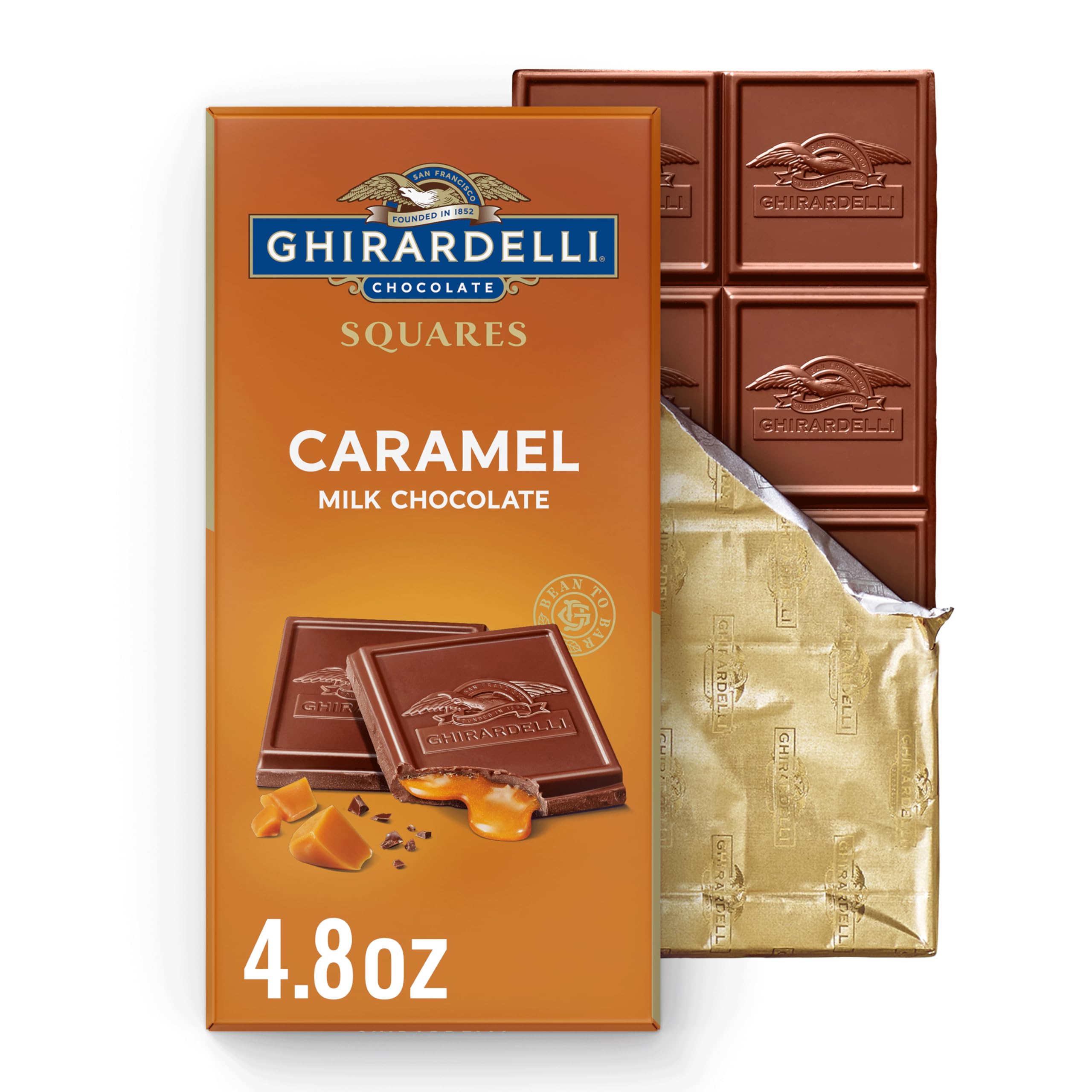 Chocolate Caramel Milk Chocolate Squares Bar, 4.8 OZ Bar