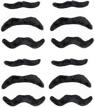 Kicko Fake Mustaches - Pack of 12 - Dress up for Your Movember Events - Novelty and Toy - for Parties, Kids, Favors, Adults, Fun, Birthday, Cinco de Mayo, Fiesta, Games, Home