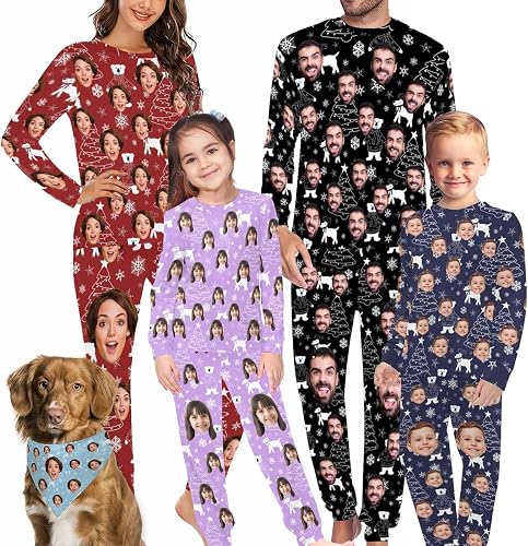 YESCUSTOM M Custom Christmas Pajama Sets for Women Men Personalized Matching Fac