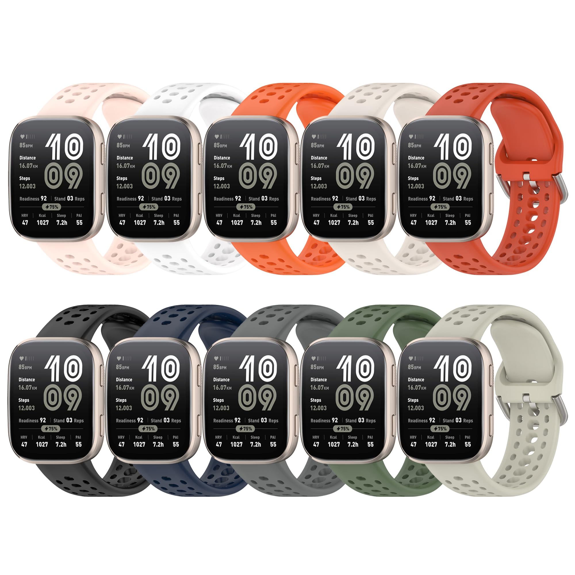 Correa para Amazfit Bip 6/Bip 5, correa de repuesto de silicona de liberación rápida de 22 mm para reloj inteligente Amazfit GTR 4/3/3 Pro/2/2e/GTR de 47 mm (sin rastreador)