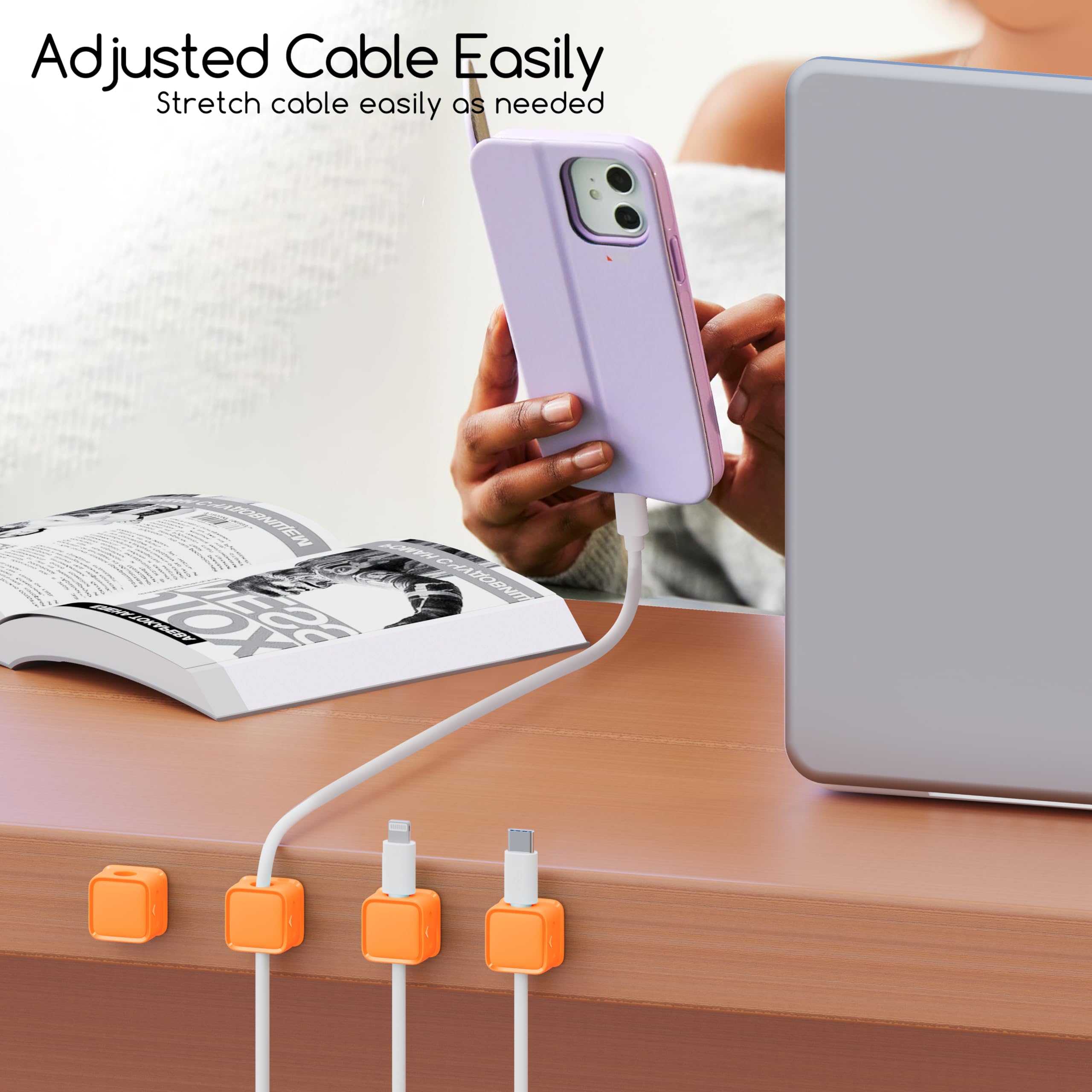 smofish Clip de Cable, 6 Pack Organizador Magnético de Escritorio, Fuerte Soporte Adhesivo para Mesilla de Noche, Electrodomésticos de Cocina, Material de Oficina -Blue
