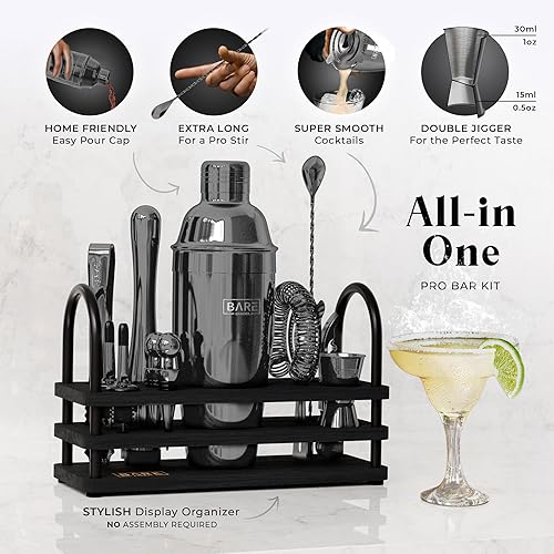 Miniatura 2 de BARE BARREL Mixology Bartender Kit Bar Set  Juego de coctelera de 14 piezas  Herramientas de mezcla de Martini Barware para el hogar  Incluye 35