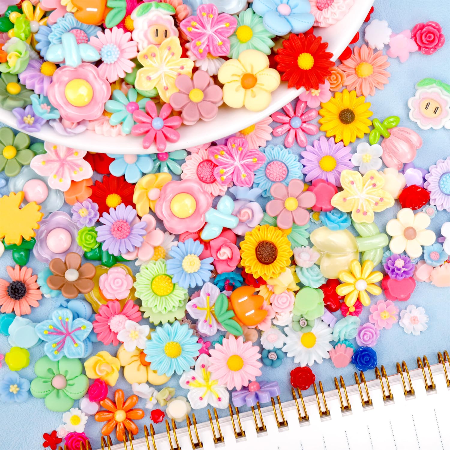 175Pcs Flatback Resin Flower Charms for Craft DIY Tiny Flower Cabochons Embellishment Mixed Colors Daisy for Jewelry Making Scrapbooking Resin Slime Charms Hair Clips Bracelets Phone Case Decor - Image 2
