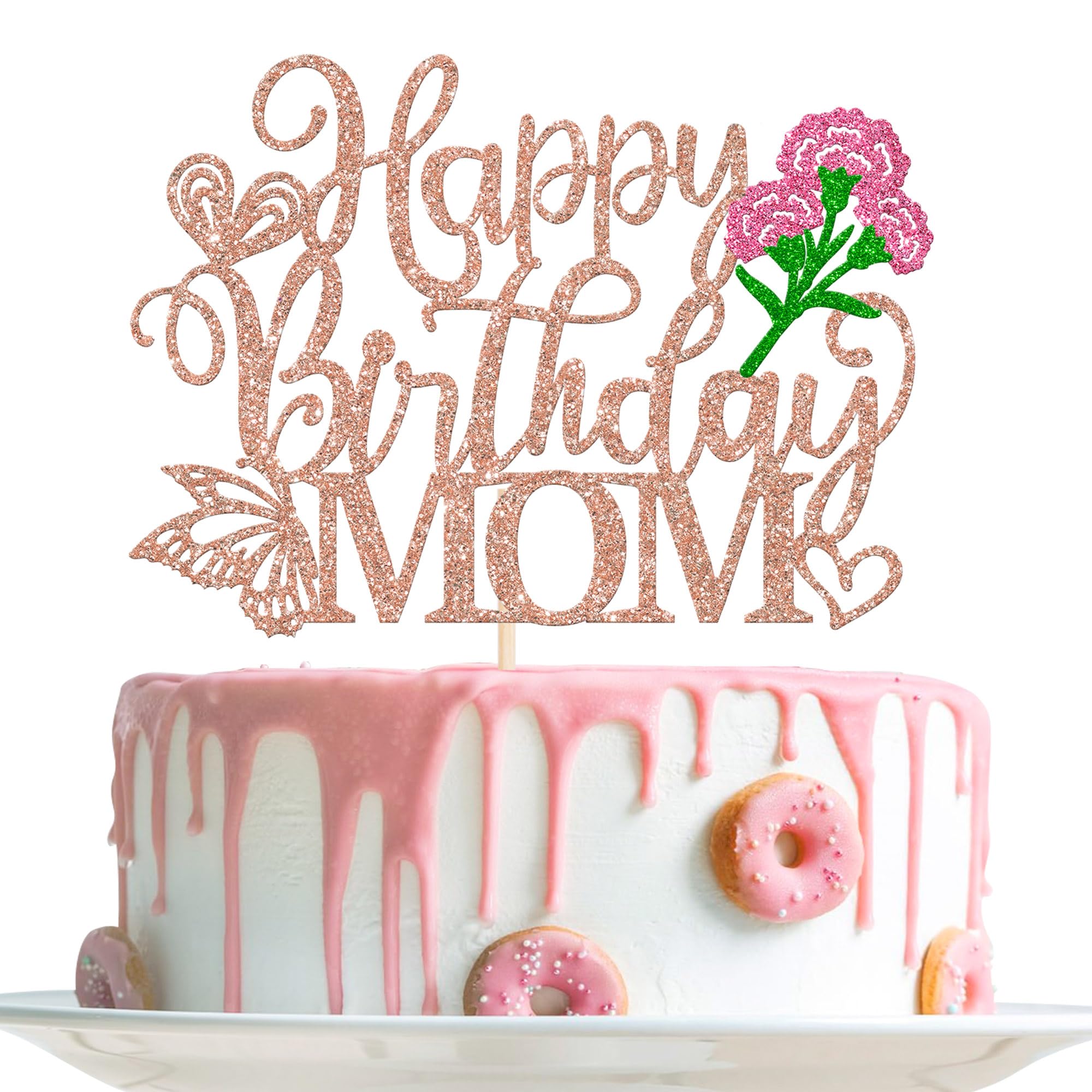 1 Stück Alles Gute zum Muttertag Kuchen Deko Glitzer Die Rose Tortendeko Happy Birthday Mom Cake Topper für Muttertag Themed Party Kuchen Dekorationen Rosegold