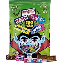 Butterfinger, CRUNCH Baby Ruth, Nerds, SweetTarts, Minis, Fun Size Assorted Candy, Bulk 160 Count Variety Pack, 44.8 oz