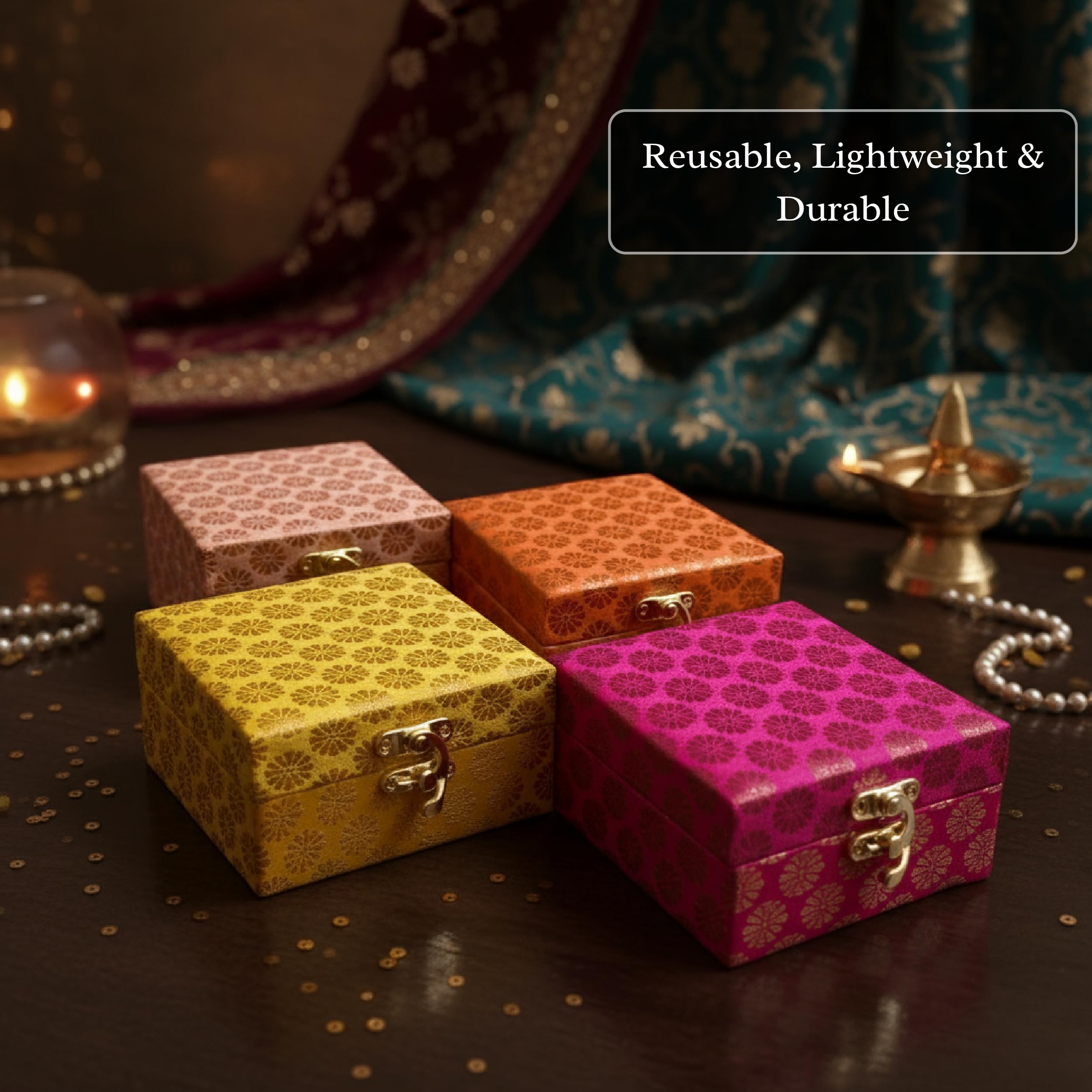 Handicrafts Shagun Box – ozdobne pudełko prezentowe premium na wesela, rocznice, gotówkę, biżuterię, karty podarunkowe i specjalne okazje, tradycyjny i elegancki design (10)