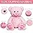 LotFancy Teddy Bear Stuffed Animals, 20 inch Pink Stuffed Bear, Cute Plush Toy with Footprints, Gift for Kids Baby Toddlers on Baby Shower, Easter Decoration