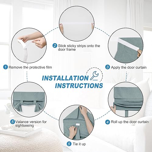 Miniatura 107 de RYB HOME Cortinas de privacidad para puerta francesa, rica textura de lino, cortinas para oscurecer la habitación, cortinas y cortinas