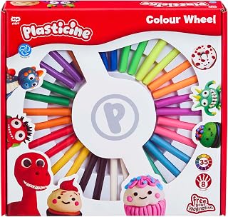Plasticine Farbkreis-Set – 32 Stangen in 24 leuchtenden Farben mit Werkzeugen, Spielunterlage & Anleitung – Wiederverwendbare Knete für kreatives Spielen ab 5 Jahren