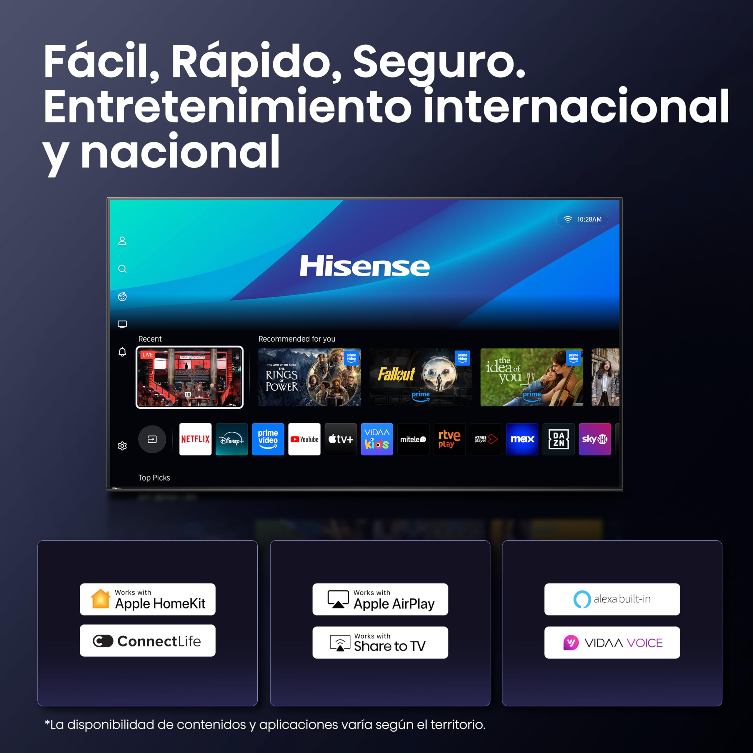 Hisense 43E7Q - QLED Smart TV 43 Pulgadas, Dolby Vision, Dolby Atmos, Modo Juego Plus, 60Hz VRR 120 fps, Modo Deportes, Monvimiento Suave IA, Bluetooth y HDMI 2.1, Control por Voz Alexa