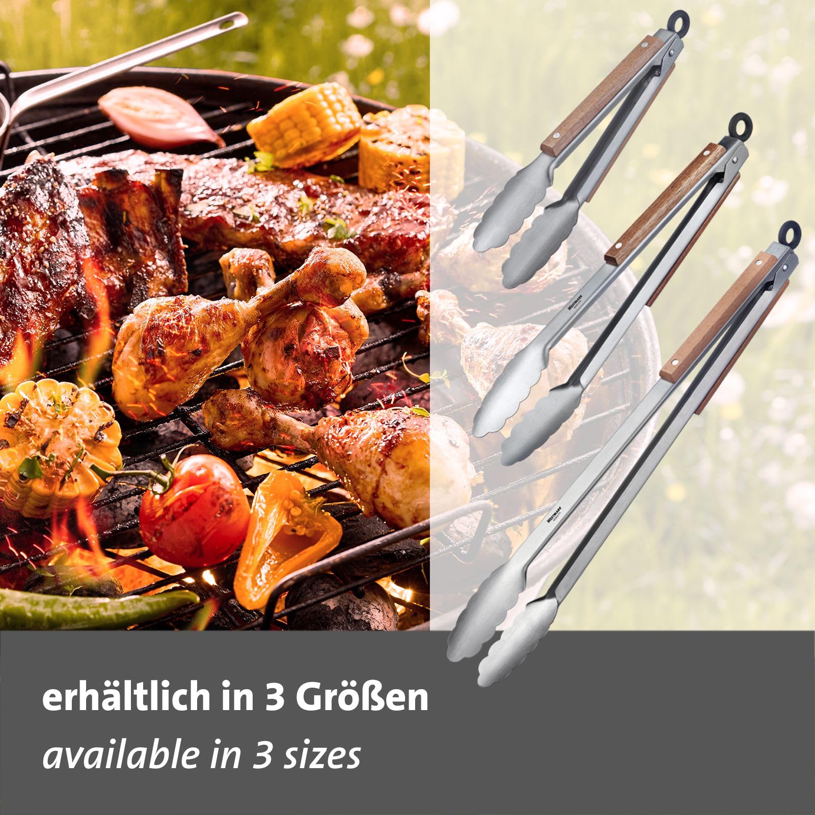 barbecook Griglia per Barbecue con Manici in Legno, Accessori per Barbecue in Acciaio Inossidabile, Argento, 70 x 40 cm