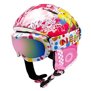 BeBeFun Toddler and Kids Ski Helmet Snowboarding Helmet with Goggles for Snow Activity Ultra Lightweight Comfort and Warmth Small Size ASTM & CE Certified Suggest 2-6years