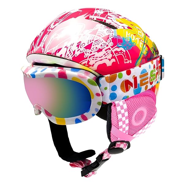 BeBeFun Toddler and Kids Ski Helmet Snowboarding Helmet with Goggles for Snow Activity Ultra Lightweight Comfort and Warmth Small Size ASTM & CE Certified Suggest 2-6years