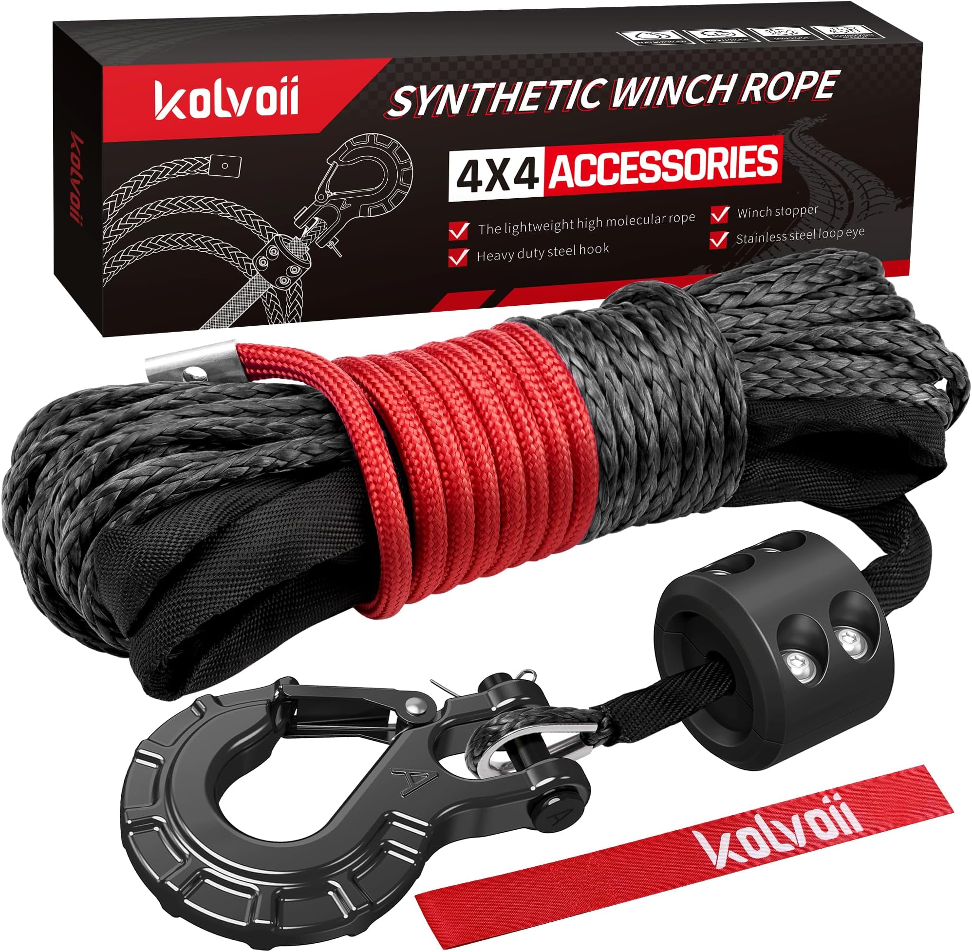 SuperATV 50 ft. Synthetic Winch Rope Replacement for 4500