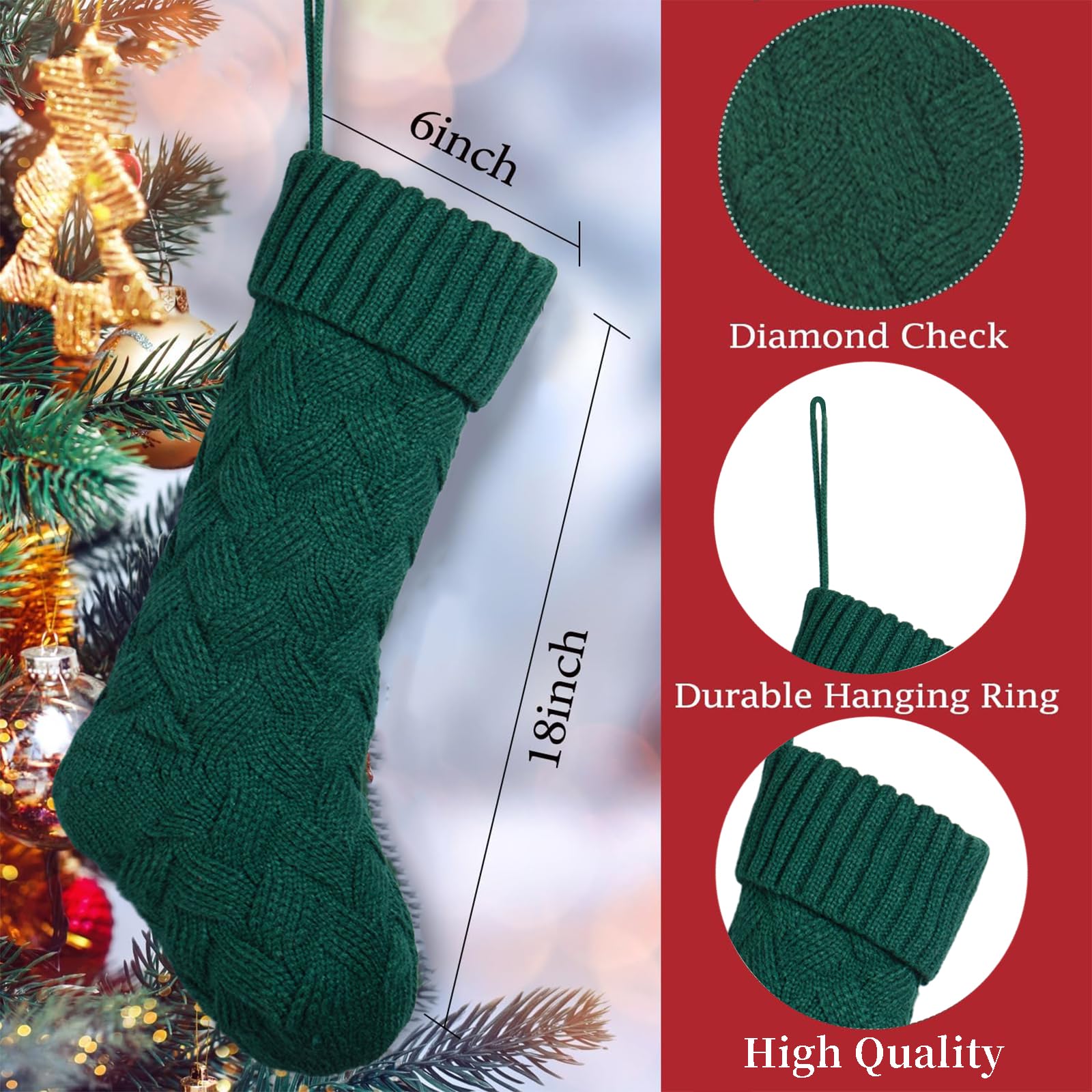 Gestrickte Weihnachtsstrümpfe (6 Stück)