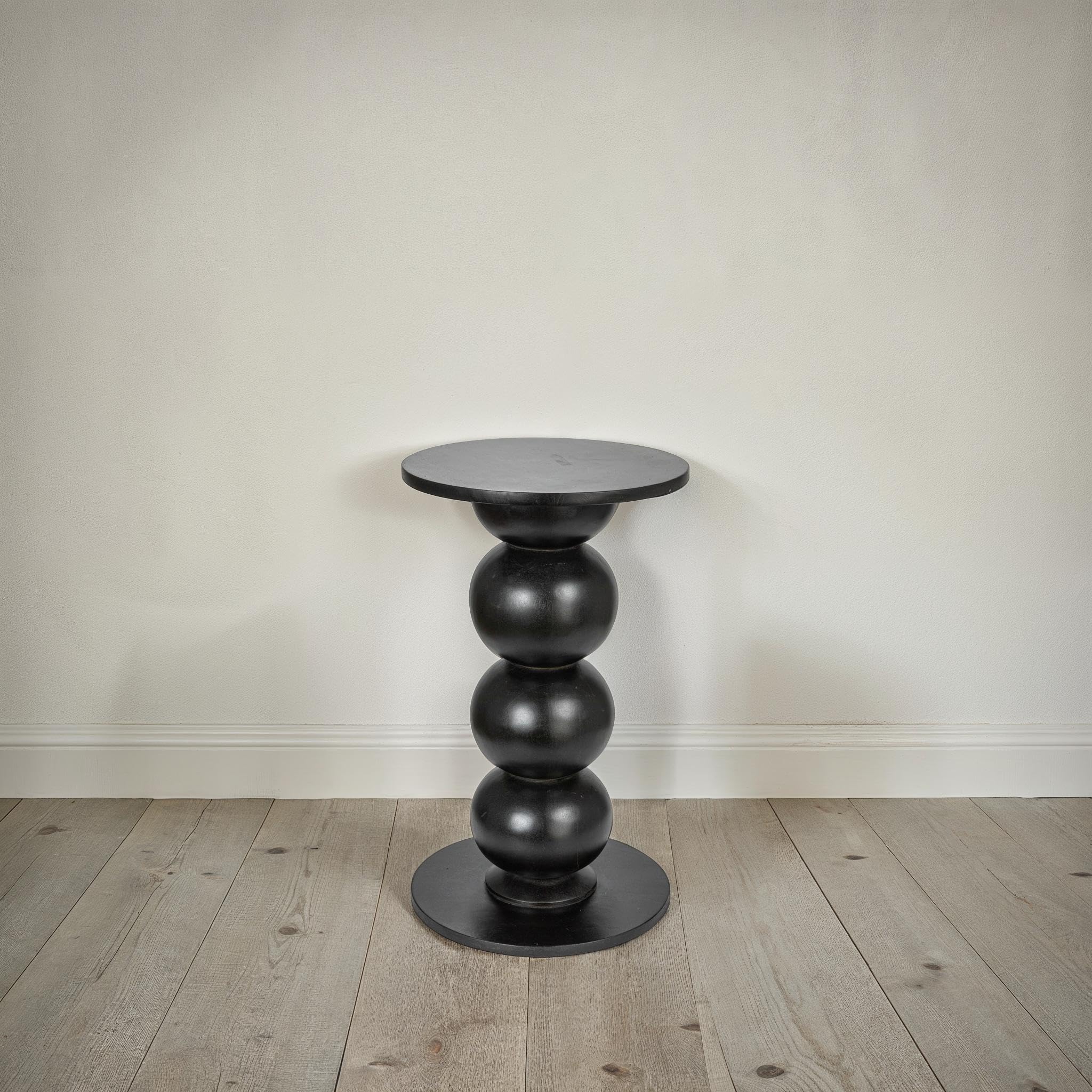 Creative Co-Op Round Mango Wood Over-Sized Bubble End Table, Black