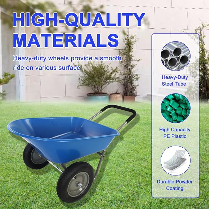 Carretilla de Jardinería Doble Rueda 260 lb Capacidad miniatura 9