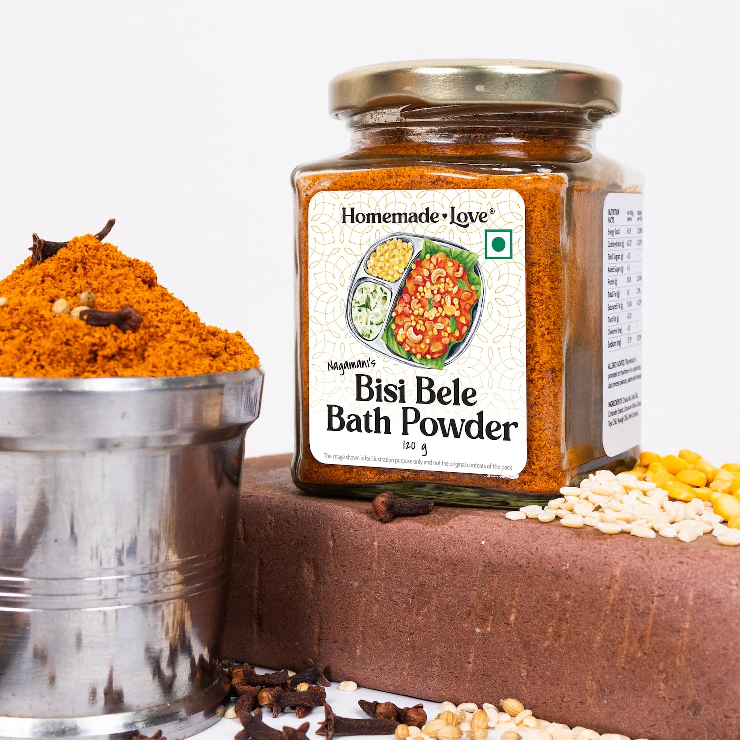 Homemade Love Bisi Bele Bath Powder 120g | Authentic Karnataka Masala with Roasted Lentils Coriander Red Chilli Cinnamon | Traditional Spice Mix for Rice | 100% Natural | No Preservatives - Image 4 thumbnail