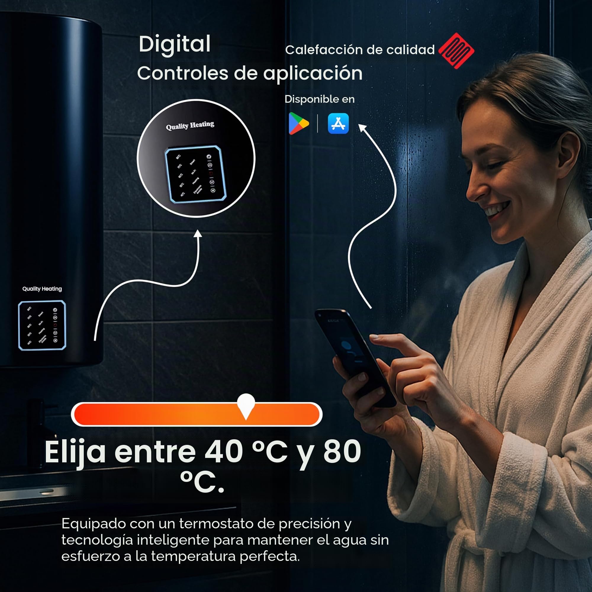 Calentador eléctrico 50 litros Performance Qh Wifi Dual con control digital