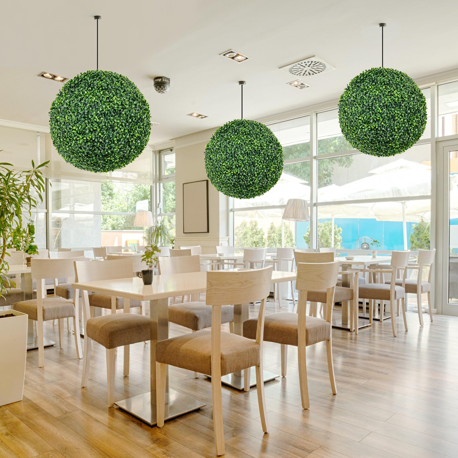 Giantex Juego de 2 Bolas de Topiario Artificial, Plantas Esféricas Falsas de 50 cm, Arbustos Verdes Redondos Resistente al Sol, Bolas Decorativas para Jardín, Patio, Boda