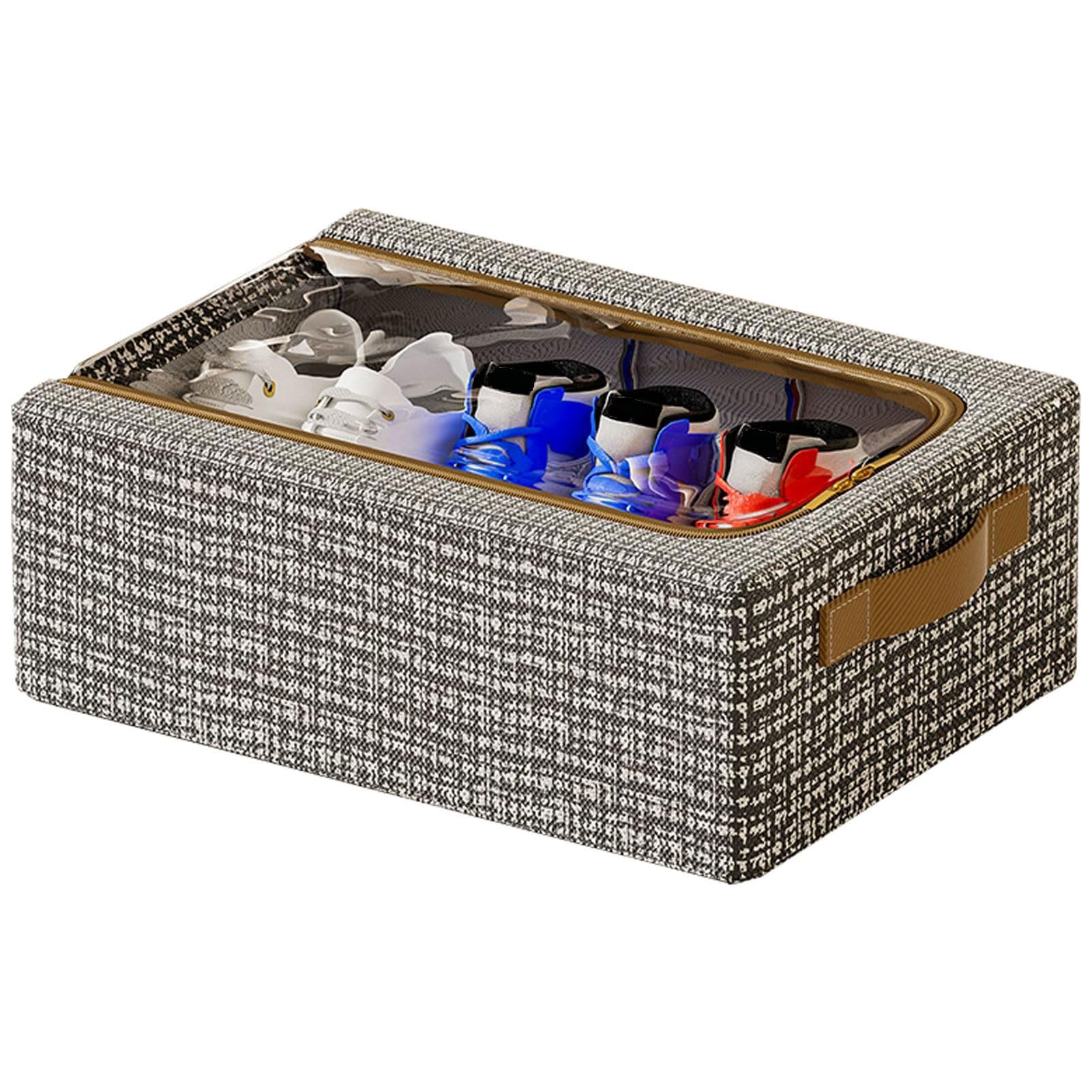 Boîte de rangement à chaussures zippée et pliable avec fenêtre transparente