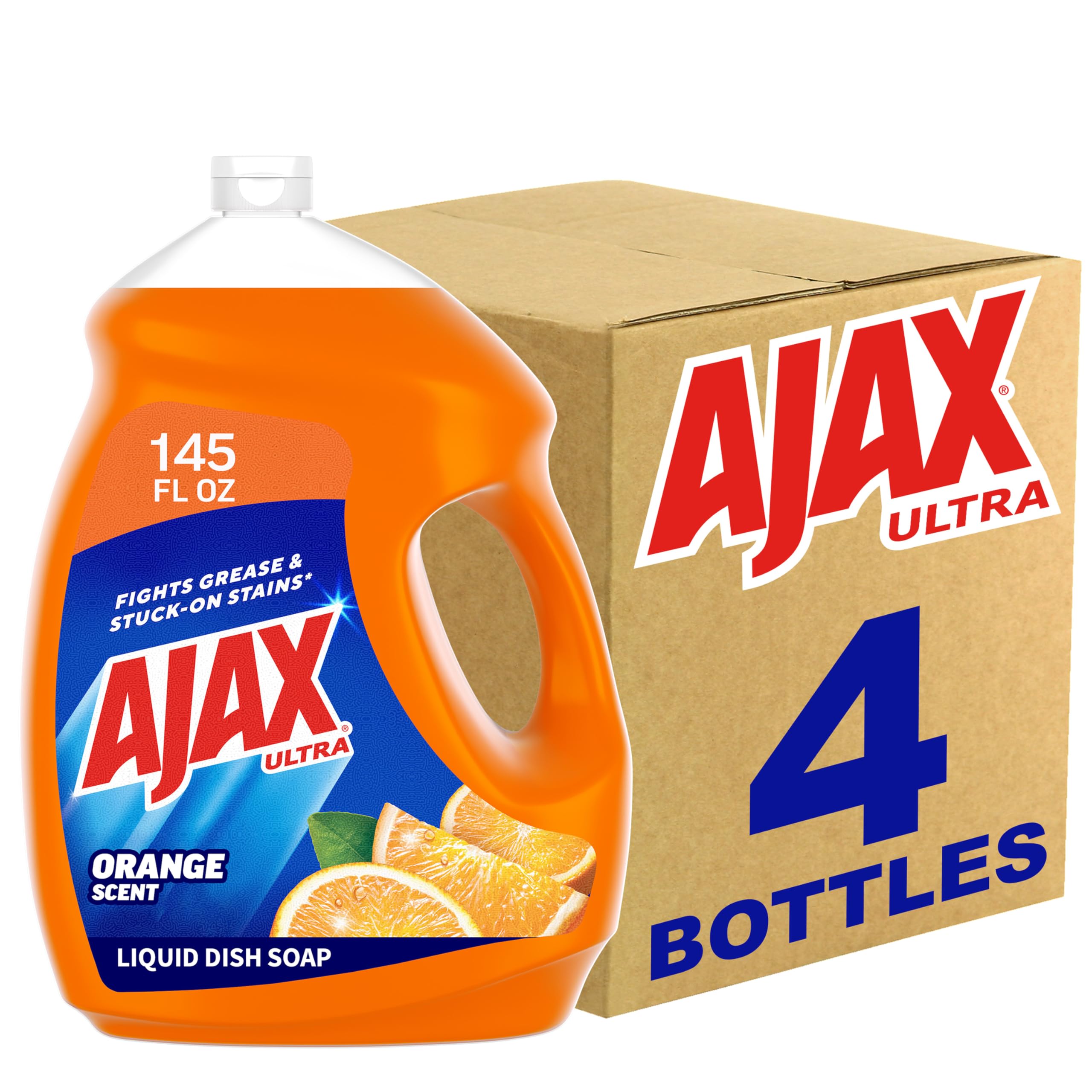 Ajax Ultra Triple Action Liquid Dish Soap Orange Scent - 145 Fluid Ounce pack of 4