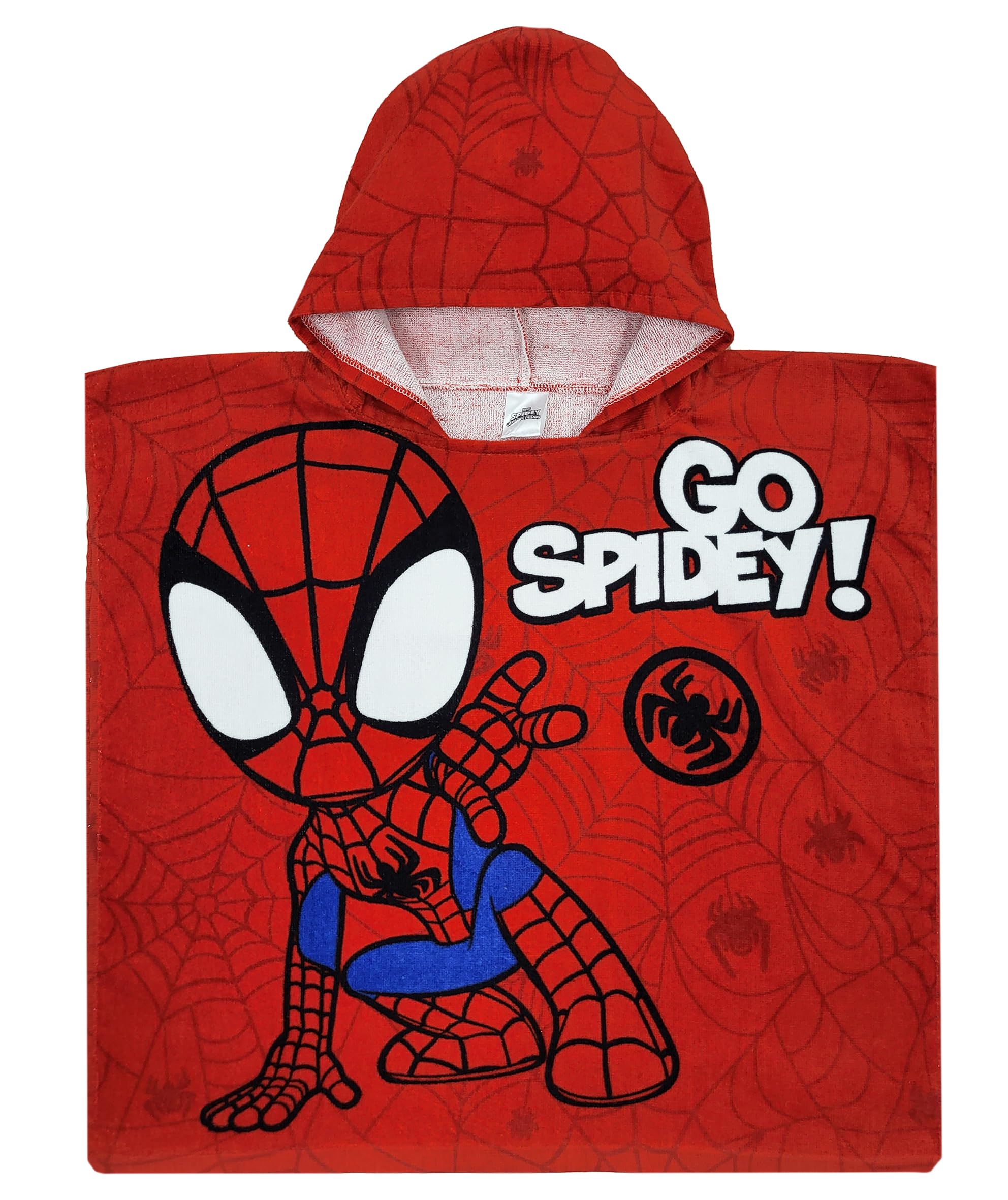 Marvel Boys Spidey Swimming Hooded Towel Spiderman Poncho Bath Towel Hoodie Cover Up (, One Size)
