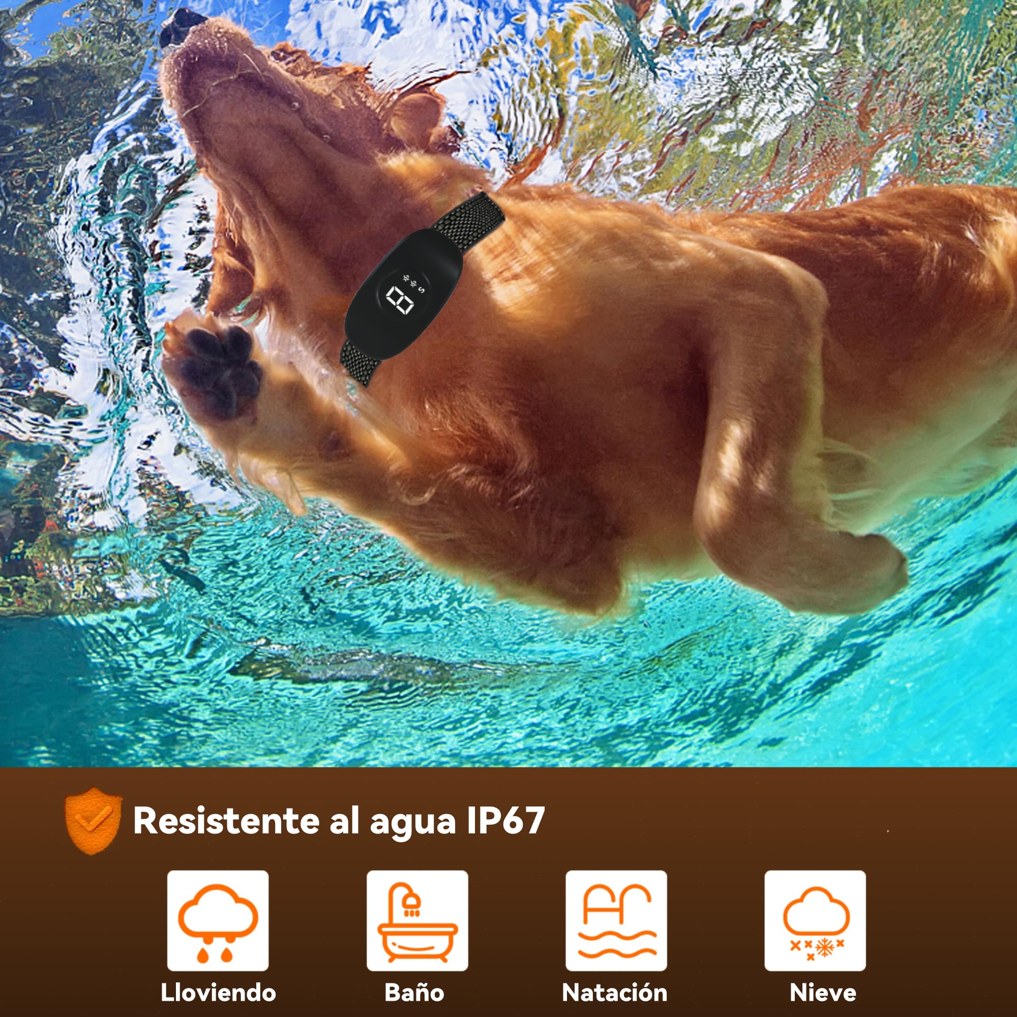 Collar Antiladridos para Perros,Sin Descargas,Collar Automático con 8 Sensibilidad Ajustables,3 Modos de Vibración/Fuerte Vibración/Sonido,Apto para Todos los Perros