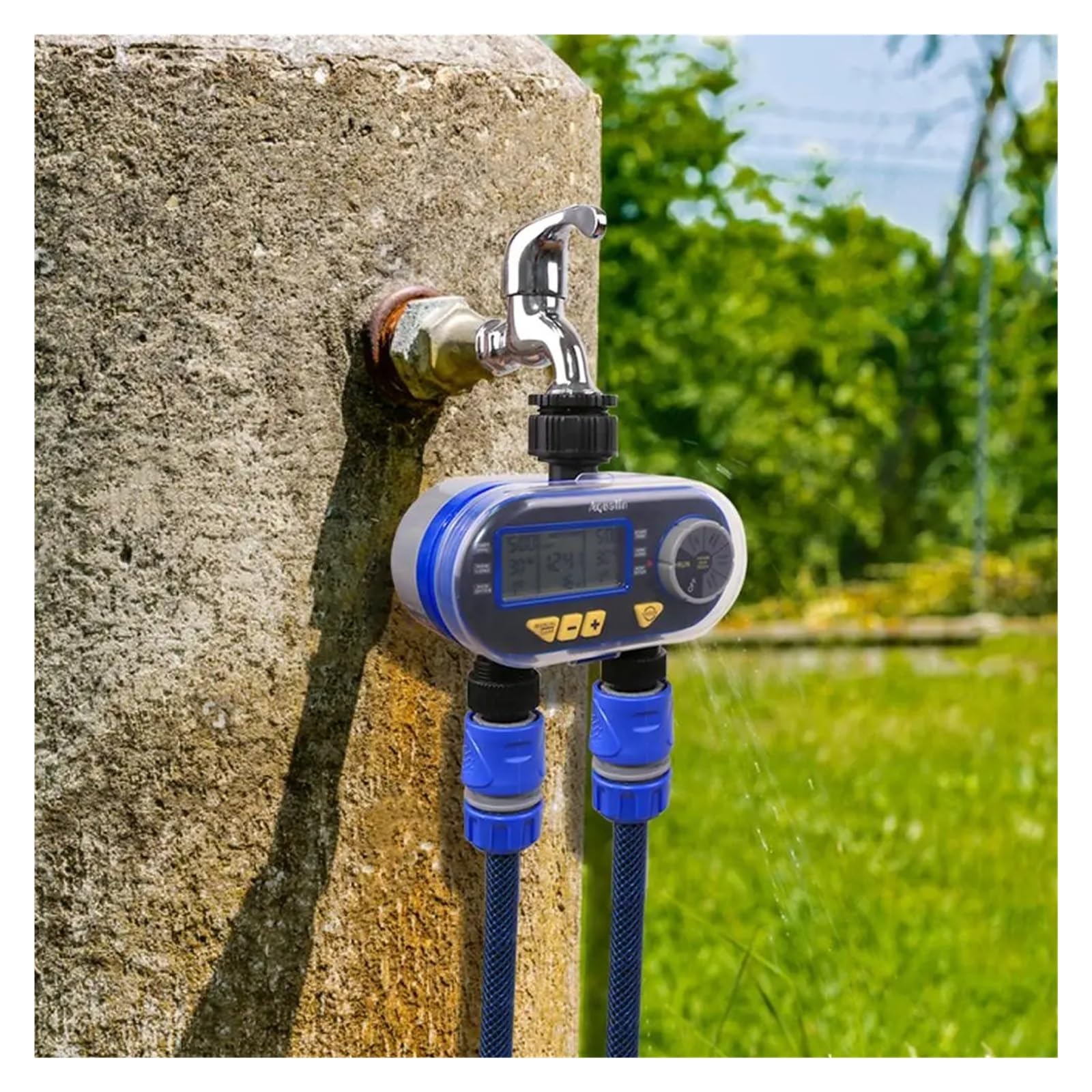 Zegar do nawadniania ogrodu Dwa wyjścia Ogród Cyfrowy automatyczny wyłącznik czasowy Zawór elektromagnetyczny Zegar do podlewania ogrodu 21060 i czujnik deszczu 21103#21060R