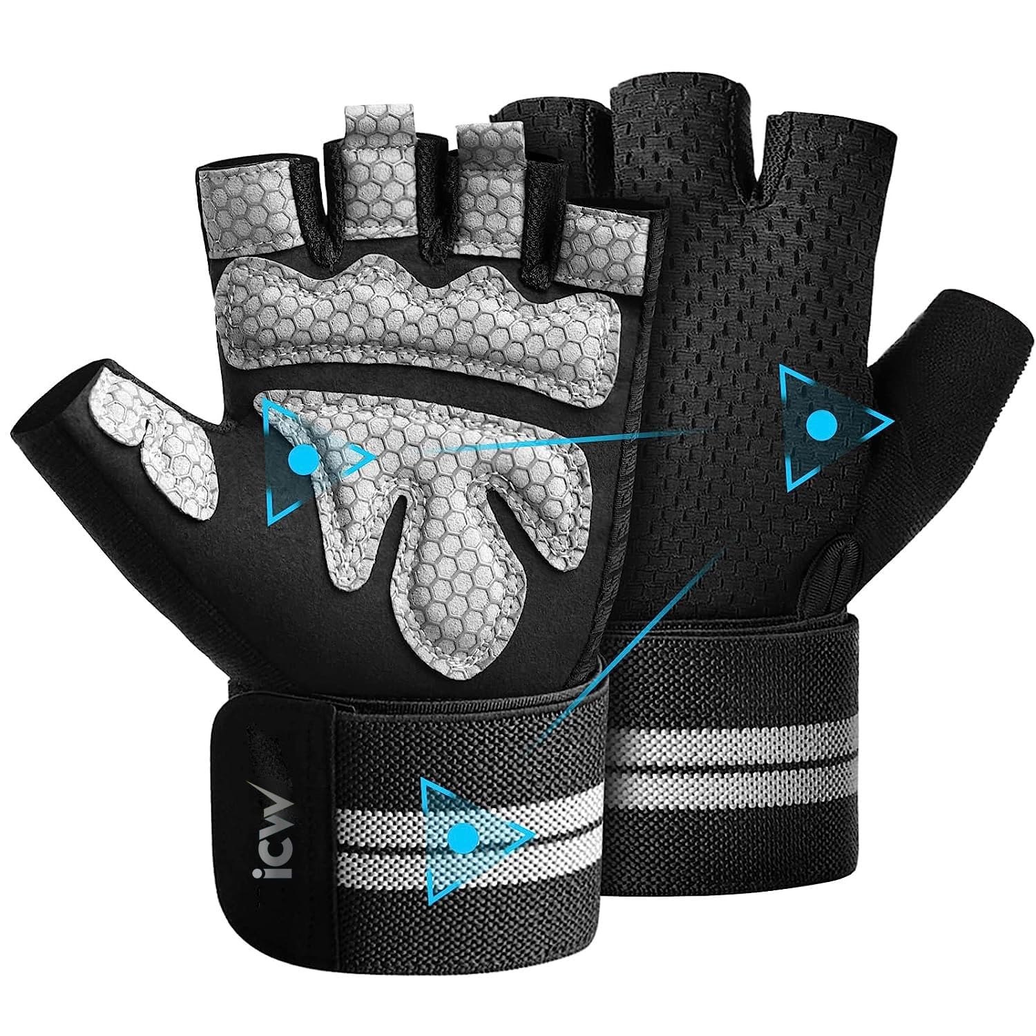 ICW Weight Lifting Gloves, Breathable & Non-Slip, Workout Gloves, Exercise Gloves, Padded Gym Gloves for Climbing, Boating, Dumbbells, Cross Training (L, Black) (B0C97FK913) Amazon Price History, Amazon Price Tracker