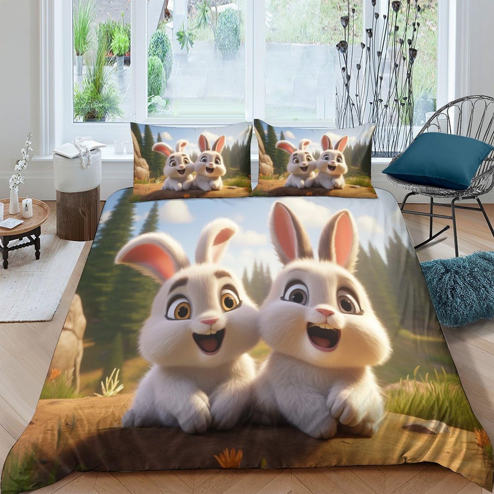 Parure de lit jungle 3D King en microfibre hypoallergénique pour enfant