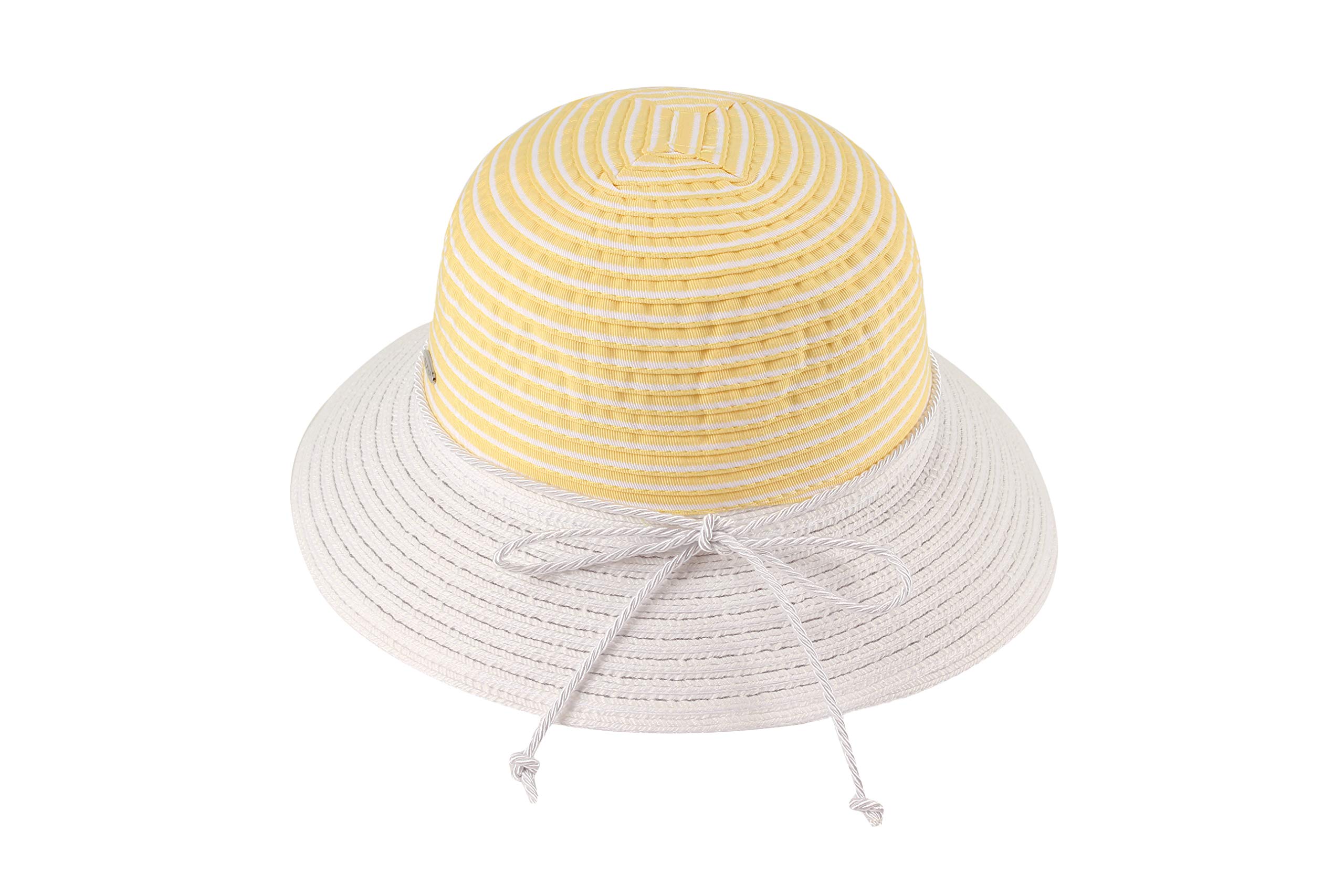 Miuno Sombrero plegable para niñas, sombrero suave de paja con lazo H29