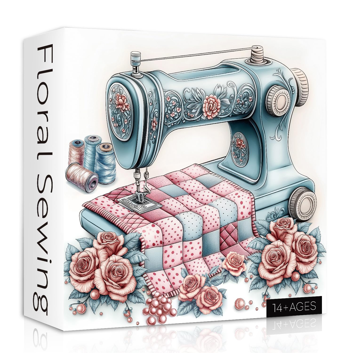 Vintage Sewing Machine Puzzles for Adults 1000 Pieces, Retro Flower Jigsaw Puzzles, Challenging Rose Puzzle as Home Wall Decor