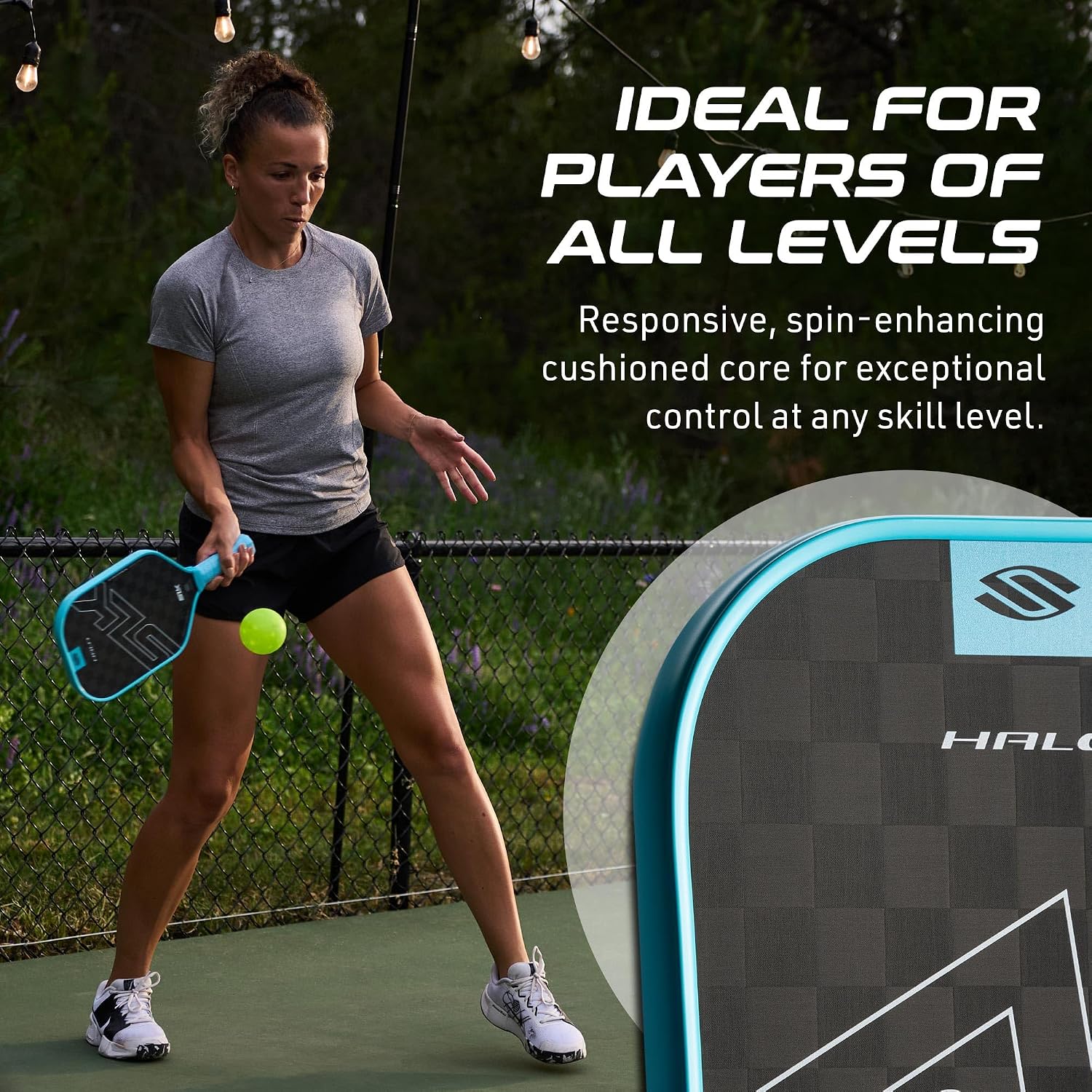 Selkirk Sport SLK Halo Raw Carbon Fiber Pickleball Paddle | Designed in The USA | Choose The T700 Raw Carbon Fiber Power, 18k Ultraweave Control, or Aramid Fiber Linkweave Thermoformed Pro