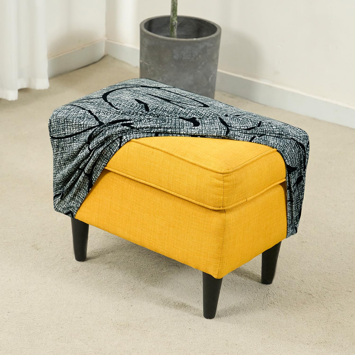 HOKIPO 140gsm Stretchable Footstool Cover, Intense Grey Abstract Floral (AR-4992-C2) (B0CZ42ZNFL) Amazon Price History, Amazon Price Tracker