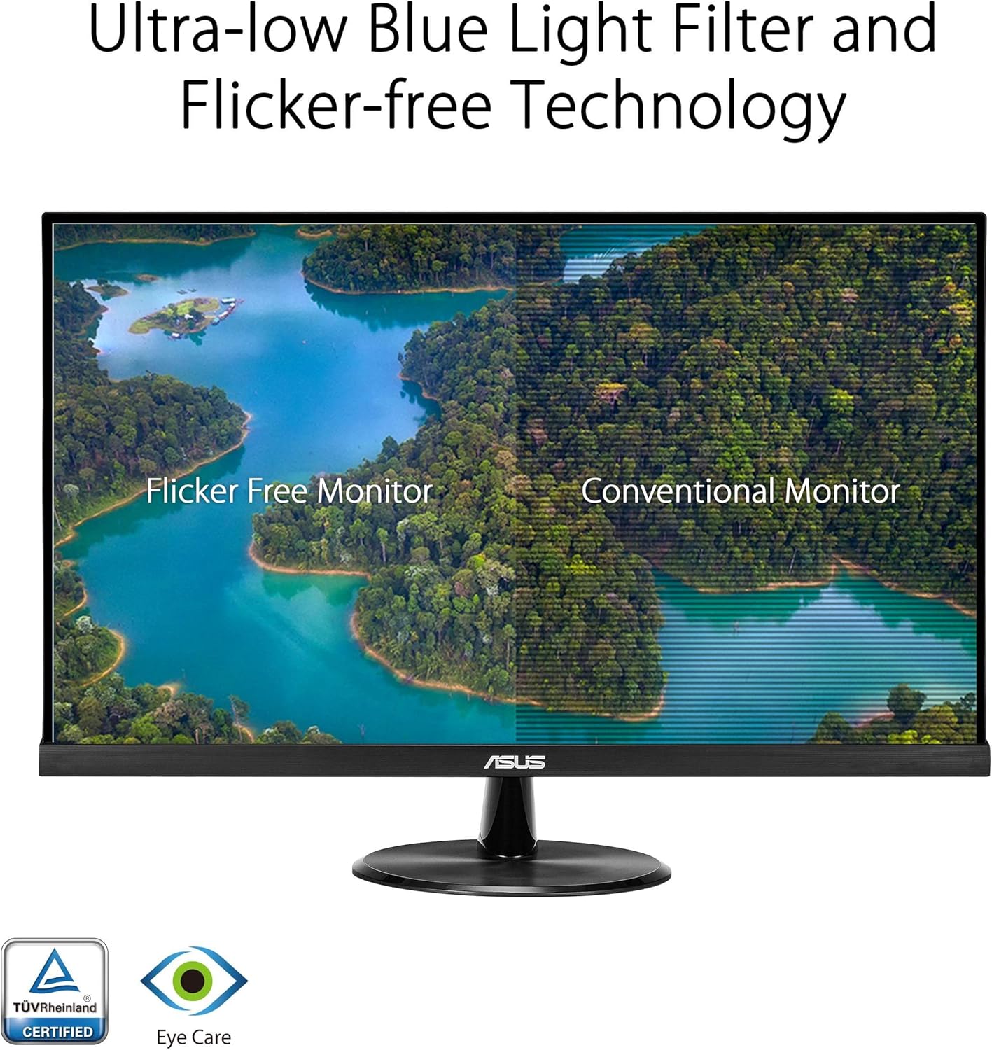 ASUS VP279HE Eye Care Monitor – 27, FHD (Full HD 1920 x 1080), IPS, Frameless, 75Hz, Adaptive-Sync/FreeSync™, HDMI, Low Blue Light, Flicker Free, Wall Mountable ASUS VP279HE Eye Care Monitor – 27, FHD (Full HD 1920 x 1080), IPS, Frameless, 75Hz, Adaptive-Sync/FreeSync™, HDMI, Low Blue Light, Flicker Free, Wall Mountable