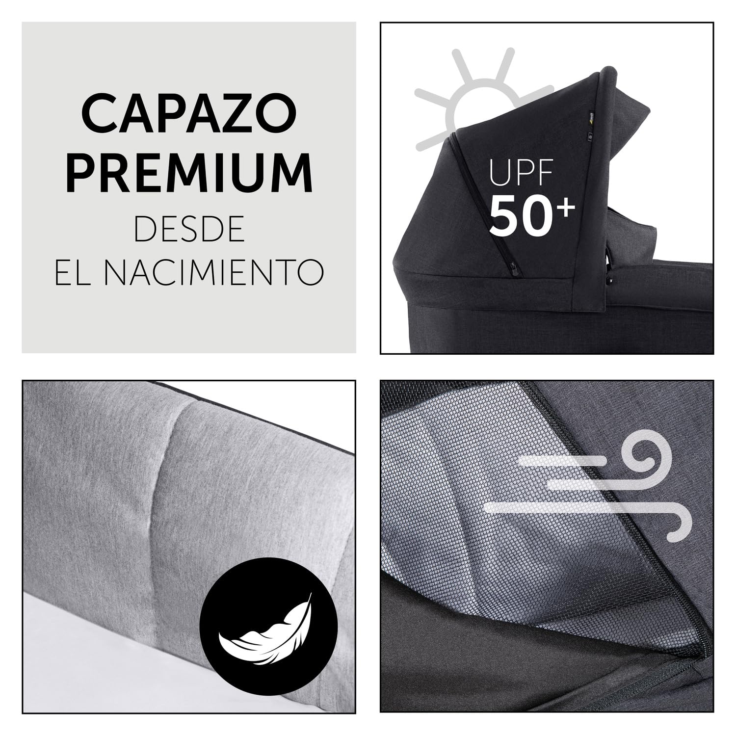 hauck Carrito Bebé 2 en 1 Saturn R Duoset - Capazo desde el Nacimiento - Silla de Paseo 22 kg Reversible y Reclinable - Altura Regulable - Compacto - Cesta Grande -Negro