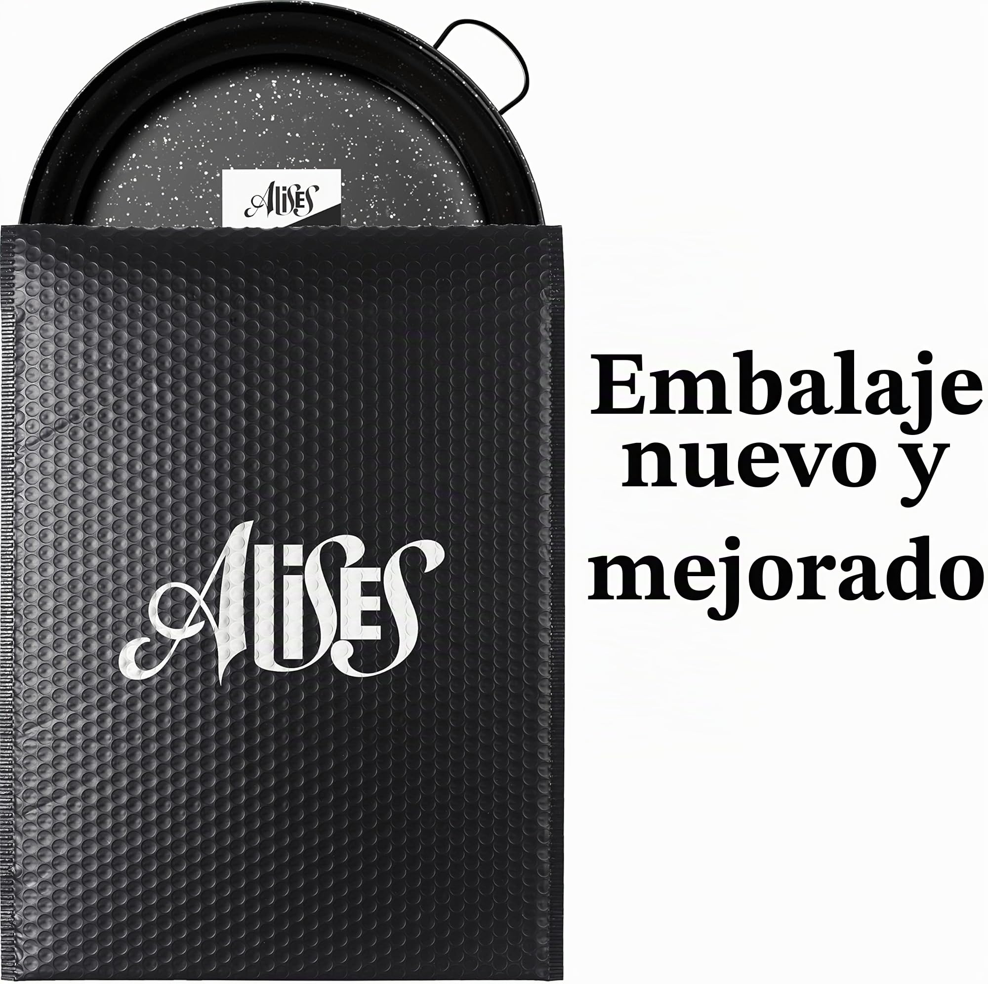 Alises - Paellera de acero al carbono esmaltado (naturalmente antiadherente) 46 cm - Paellera Regular 46 cm