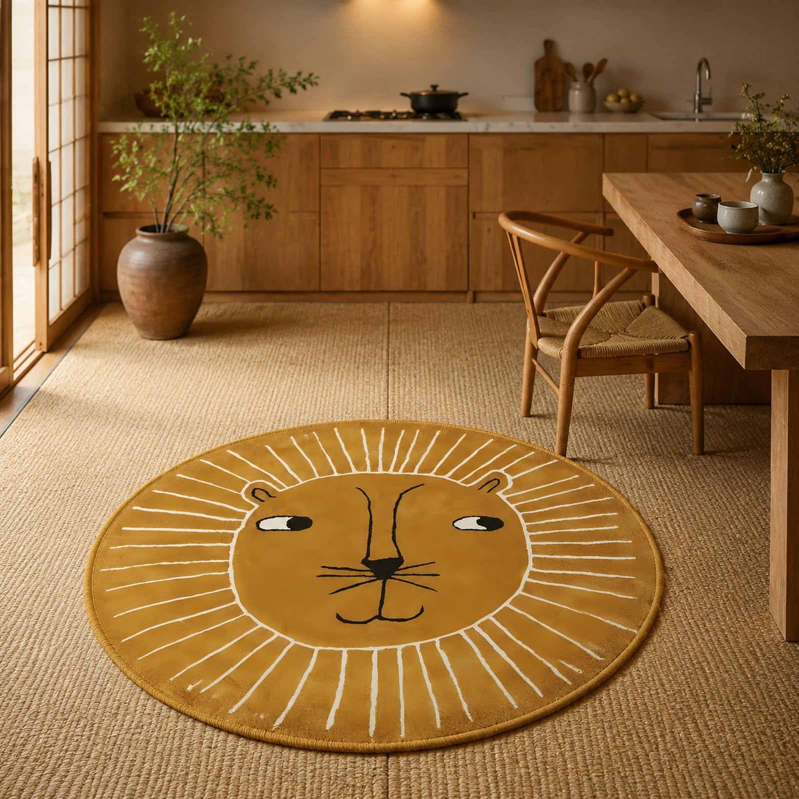 Tapis rond moderne sous le canapé pour sublimer votre terrasse d'été