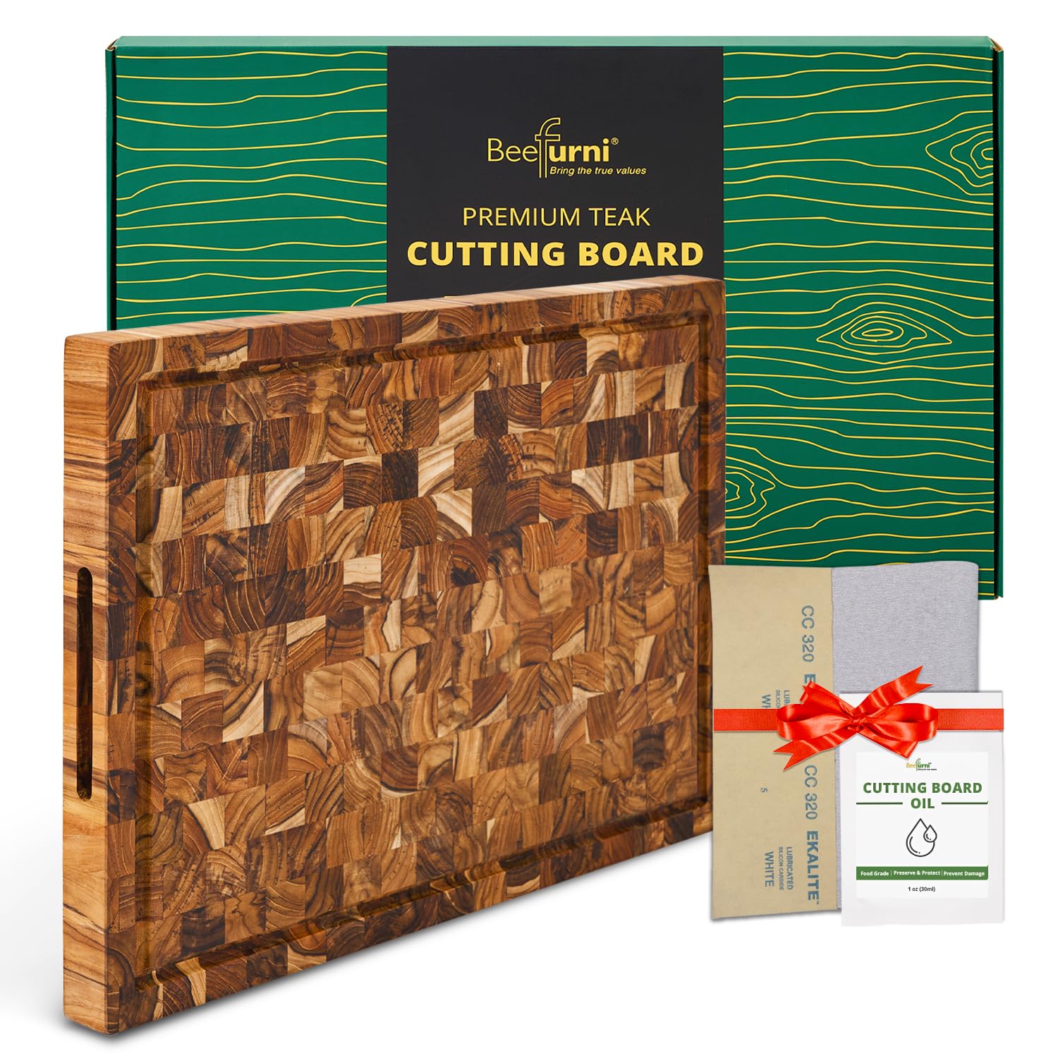 BEEFURNI Large Teak Cutting Board