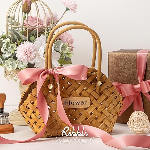 Miniatura 220 de Ribbli - Cinta de satén blanca de doble cara, 1 pulgada x 25 yardas, uso para ramo de lazos, envoltura de regalos, arreglos florales