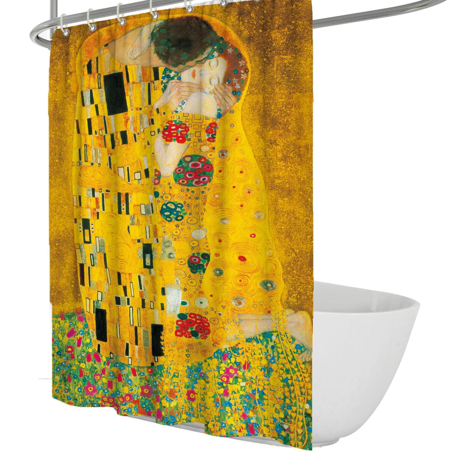 Klimt Zestawy łazienkowe z zasłoną prysznicową, romantyczne zasłony prysznicowe w stylu vintage, do łazienki, zmywalna, łatwa instalacja, 180 x 240 cm