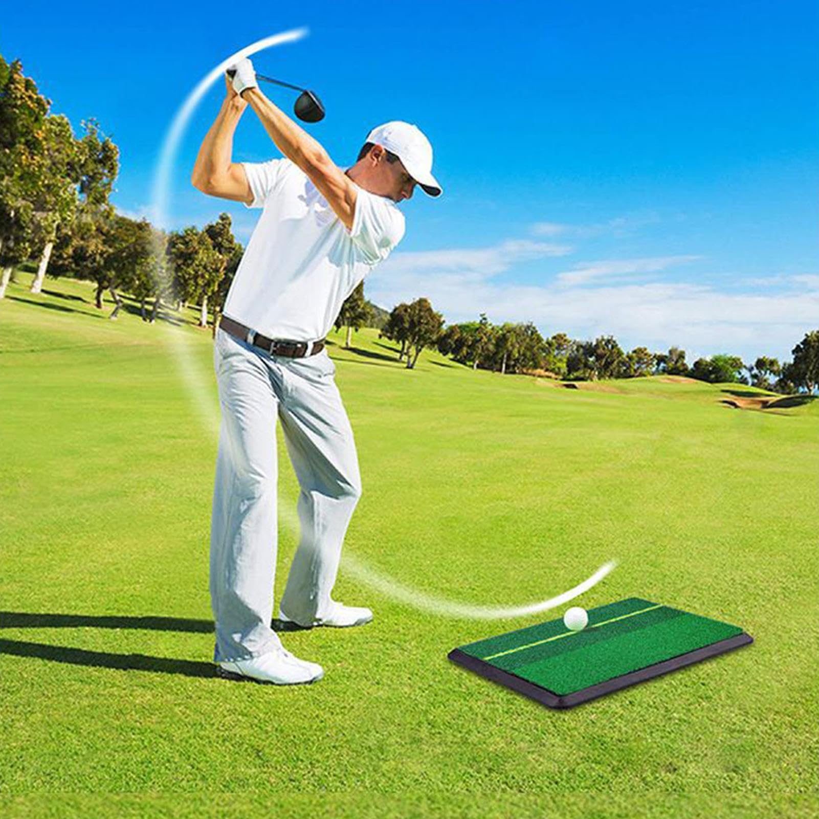 Golftrainingsmatte aus synthetischem Rasen | Swing-Trainingsmatte 30 x 41 cm mit Markern | Tragbares Sportzubehör mit rutschfester Basis für Erwachsene und